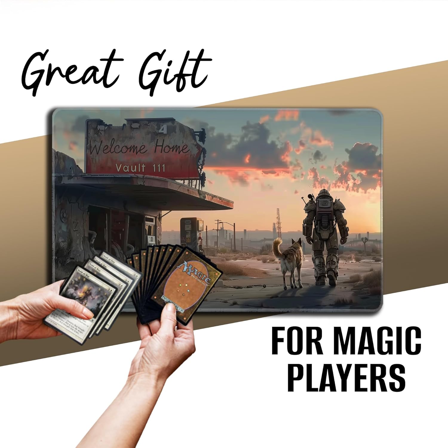 Card Game Playmat - Premium Stitched Edge - Perfect for MTG Commander Decks (Welcome Home Vault 111)