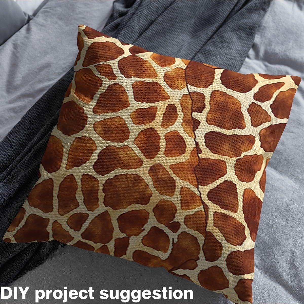 Feelyou Giraffe Print Fabric by The Yard 2 Yards Kids Giraffe Fur Texture Pattern Zoo Farmhouse Upholstery for Chairs Fabric （No Real Fur） ，Soft Flannel