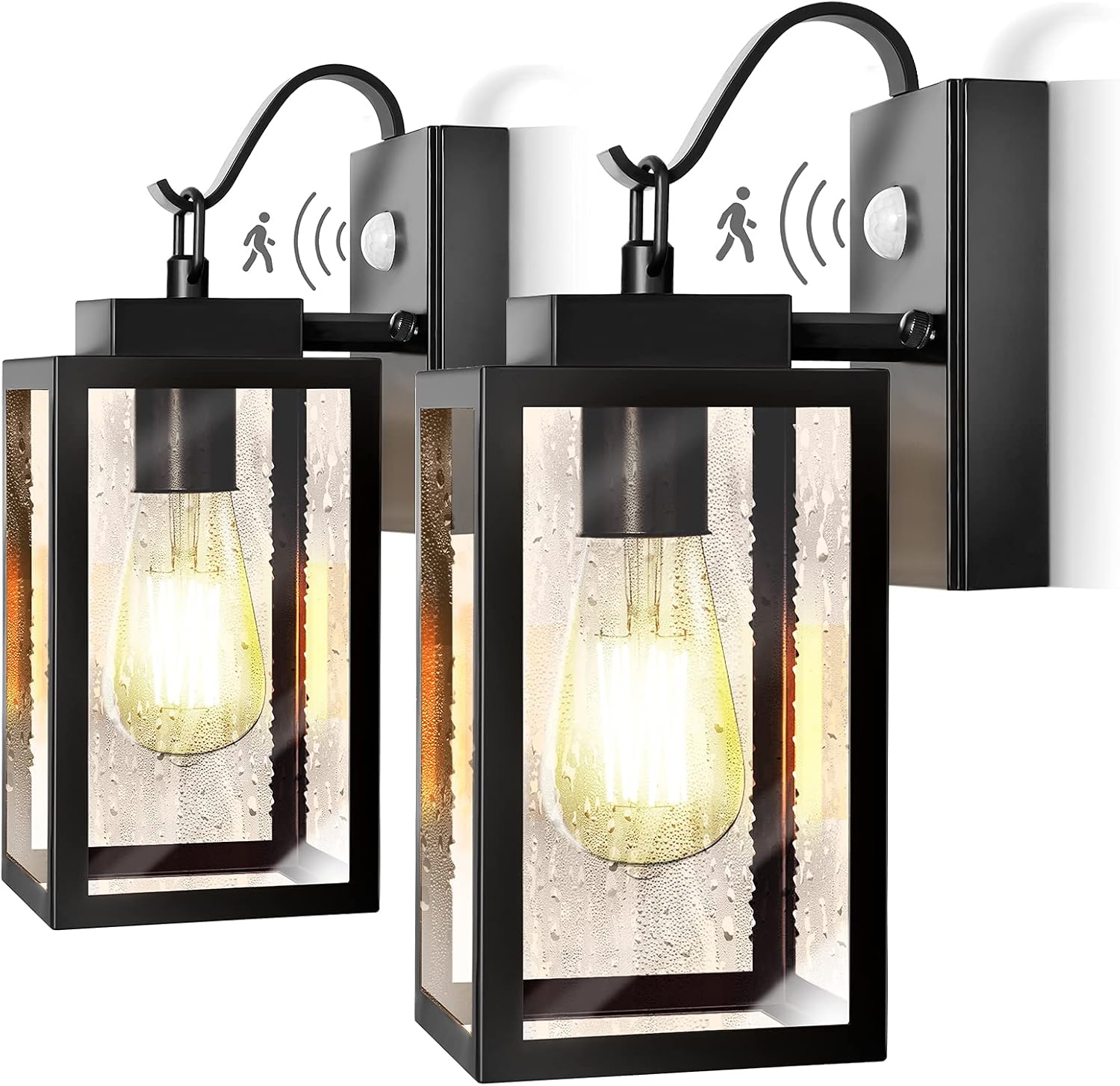 Viugreum Outdoor Wall Sconces Motion Sensor Outdoor Lights Exterior Wall Light Fixtures E26 Socket Wall Lantern Lamp Decor Farmhouse Sconce Lighting for Patio Porch House Modern Outside Lights 2-Pack