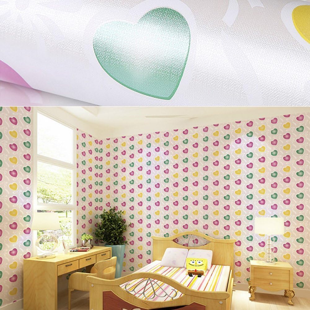 Yifely 10 Meter(32.8 feet) Colorful Love Heart Removable PVC Furniture Protect Paper Home Decor Shelf Liner Roll
