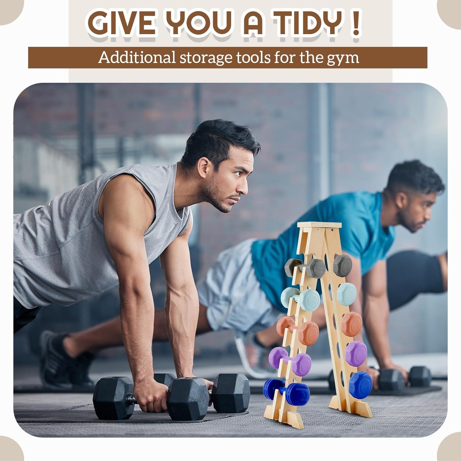 Collingmill 5 Tier A Frame Dumbbell Rack Stand, 200 Lbs Capacity Wooden Weight Organizer for Women Home Gym, Compact Birch Plywood Storage for Dumbbells Workout Equipment