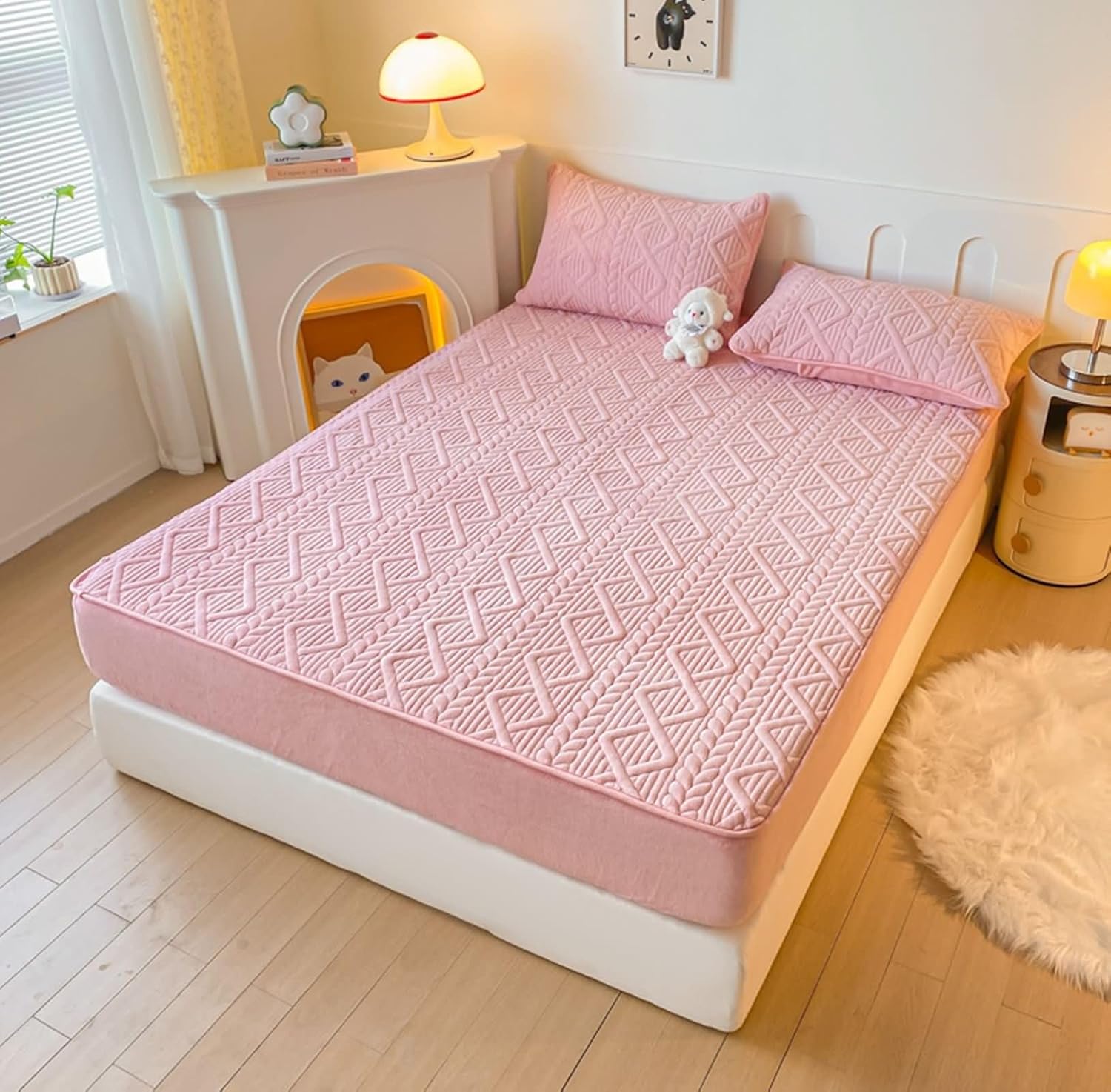 Beydodo Fitted Bed Sheets with Deep Pocket, Fitted Bed Sheets 90x200cm Solid Beige Khaki, Milk Velvet Farbic Mattress Protector for Hotel