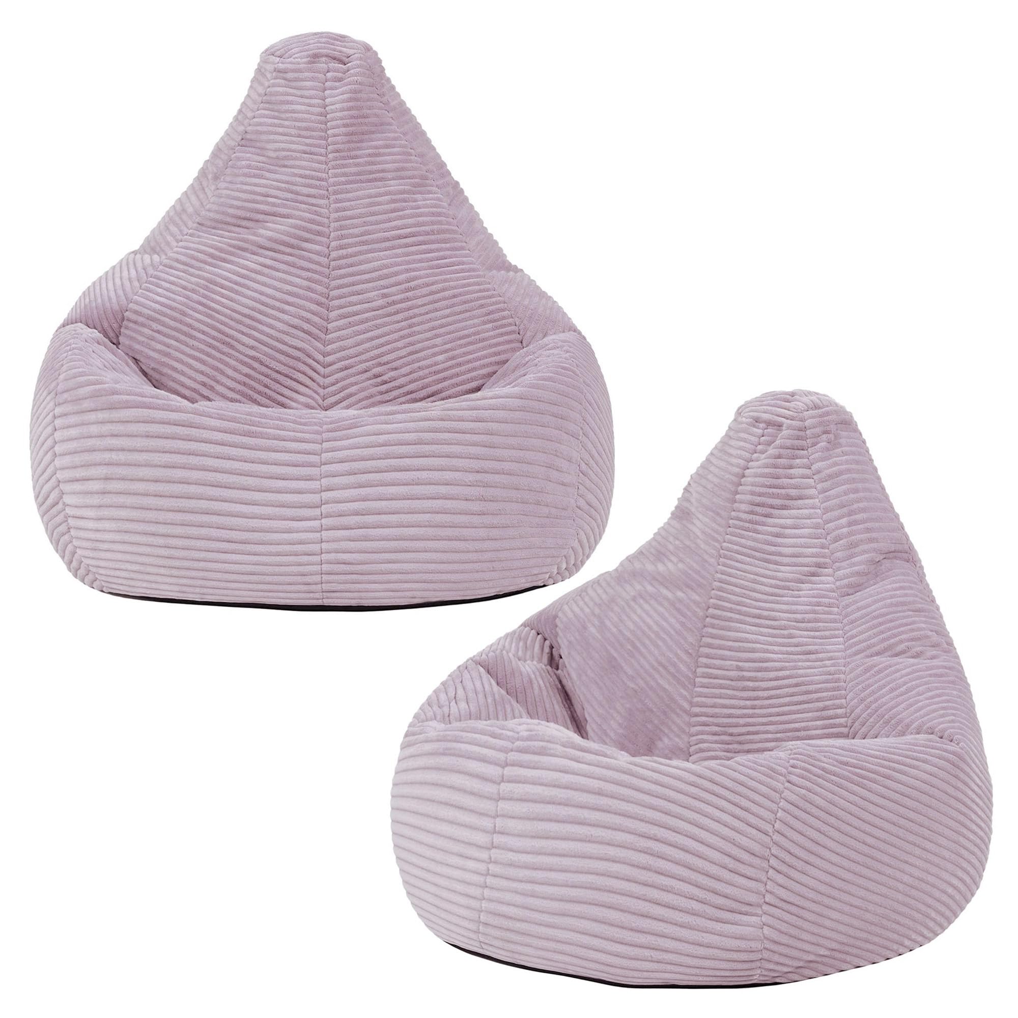Icon Dalton Sitzsack Kinder, Lila, 2er Pack, Flauschiger Cord Stoff, Sitzsack Cord mit Füllung, Bequemer Kinder Gaming Sessel, Kuschelsessel, Lese Sessel, Schlafzimmer, Kinderzimmer, Spielzimmer
