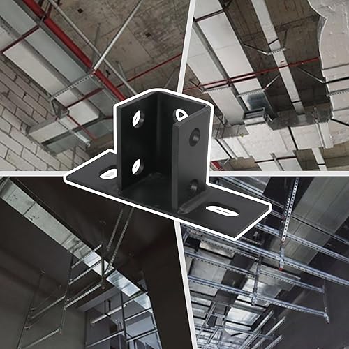 Miniatura 4 de CNQLIS Canal base de poste cuadrado de 4 agujeros, para canal de puntal único de 1-58 pulgadas, orientación lateral, base de 6 x 6 pulgadas, acero