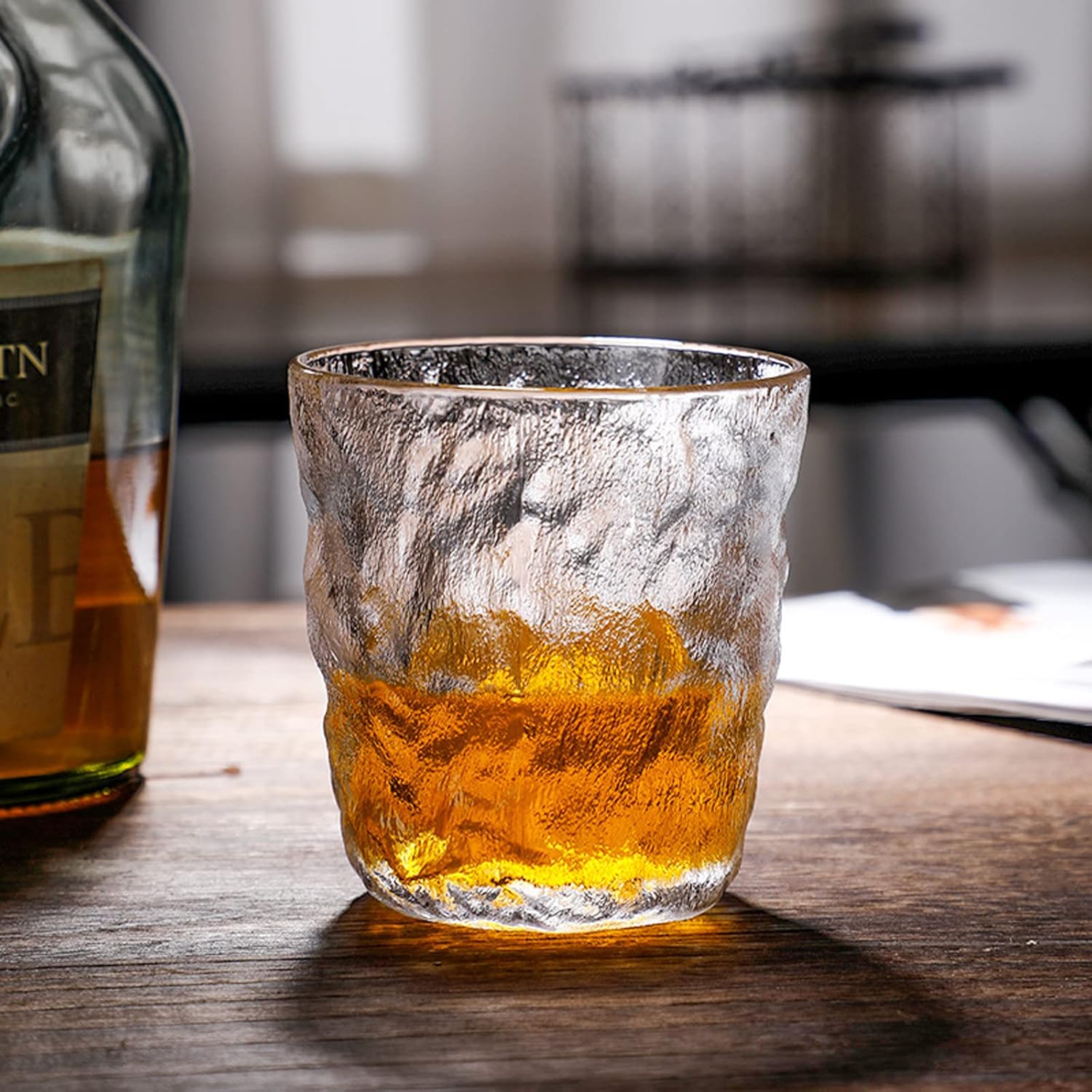 Nordic 2Pcs Whiskey Glasses Lowball Glasses and Highball Glasses for Drinking Scotch Whisky Bourbon Cocktails Cognac Cocktail Small