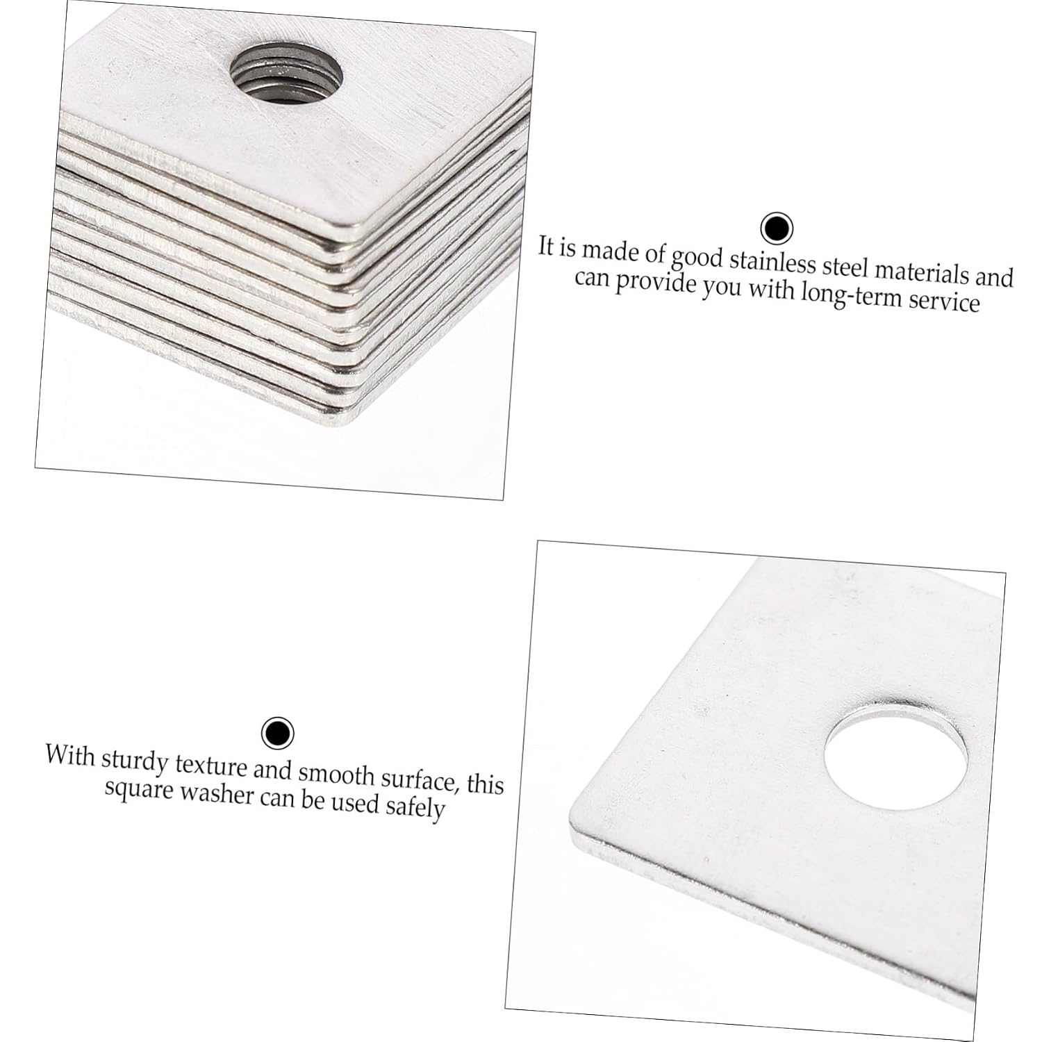 Zerodeko 10pcs Industry Square Washers Stainless Steel Square Flat Washers Corrosion Resistance Wide Use