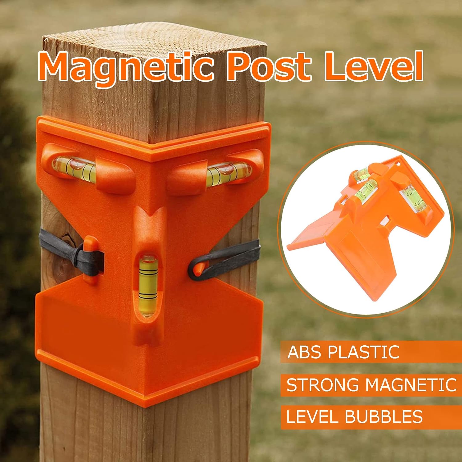 Magnetic Post Level, 90 Degree Post Pipe Level with Horizontal and Vertical Level Bubbles, Post Leveler Meter Fixed Pipe Angle Meter For Installation of Wooden Pillars Pipelines