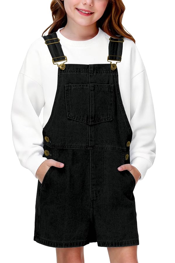 Remimi Kids Cotton Denim Shortalls Boys Summer Overalls Shorts With Pockets Black Causal Jumpsuits 7-8 years by Remimi - Used condition - US$25.24