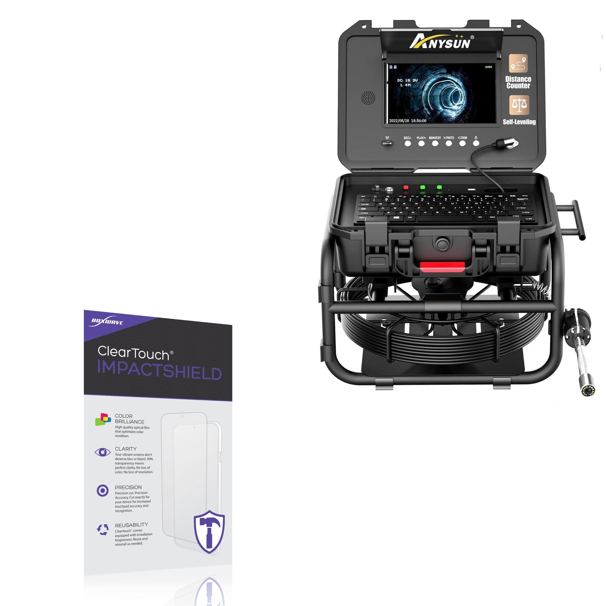 BoxWave Screen Protector Compatible with Anysun Sewer Camera with 512Hz Sonde Transmitter (9 in) - ClearTouch ImpactShield (2-Pack), Impenetrable Screen Protector Flexible Film