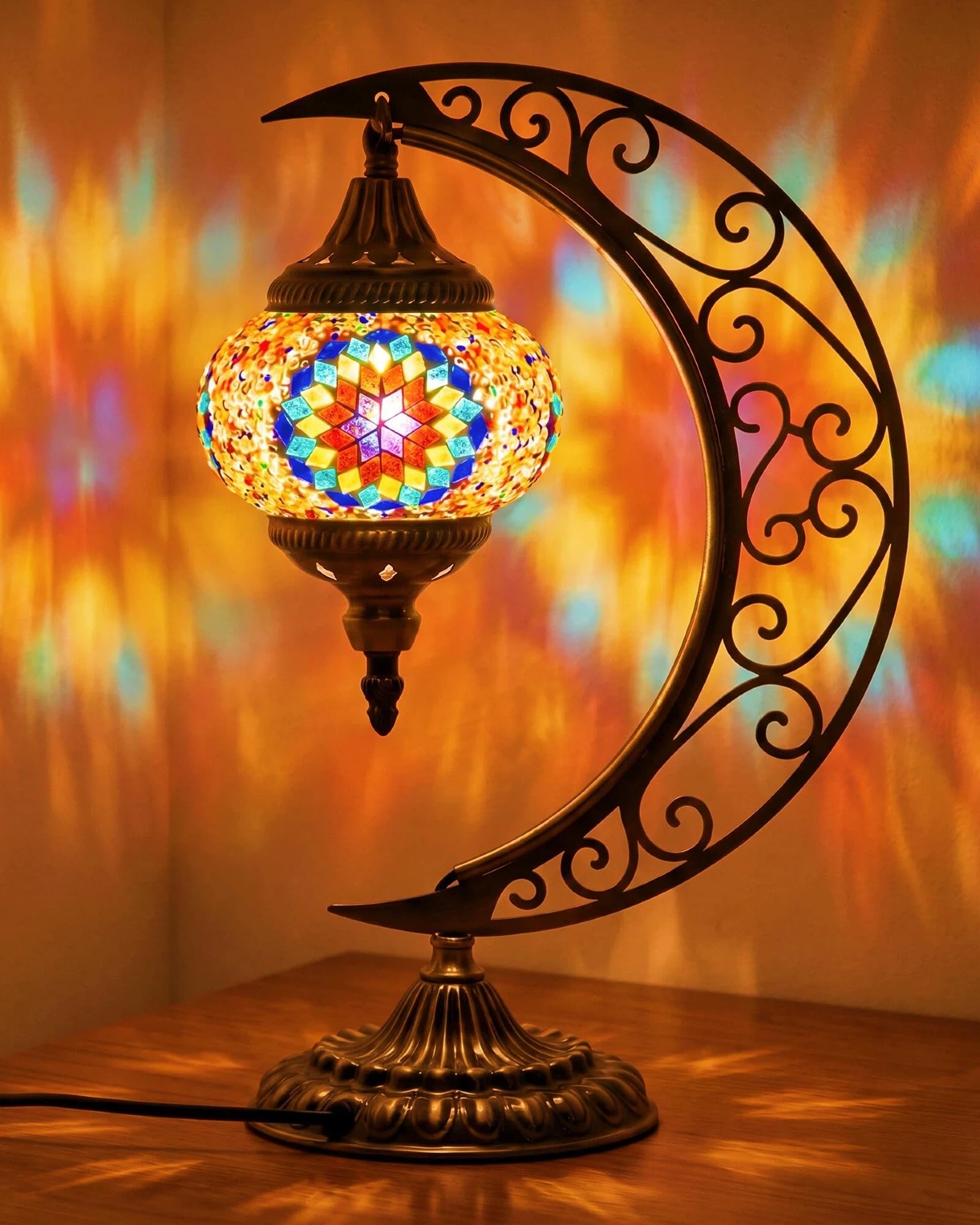 Amazon.com: Hortsun Turkish Lamp Moon Shaped Moroccan Lamp Turkish