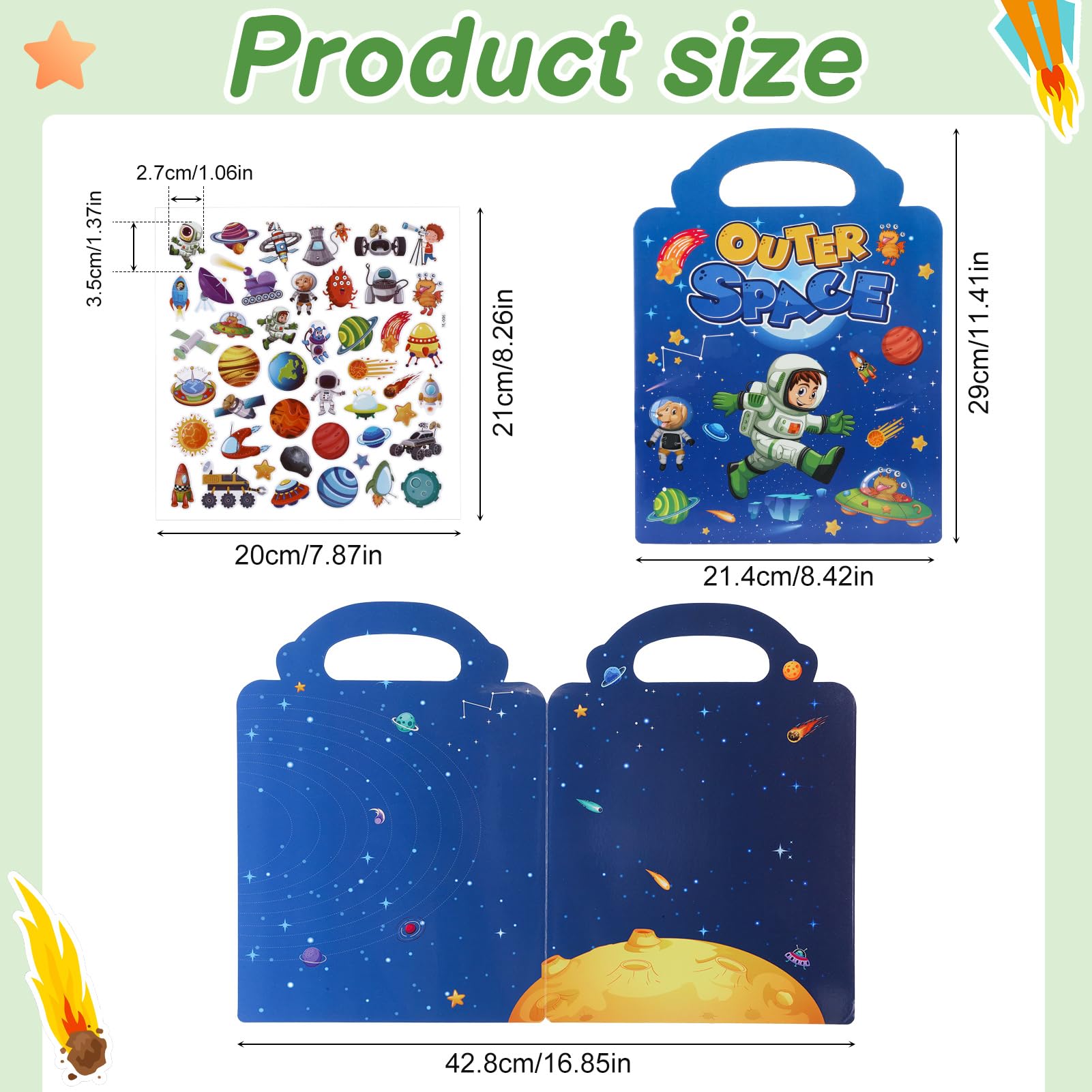 GSrenyu 6 Pack Reusable Sticker Book for Kids 3D Puffy Stickers for Kids Educational Sensory Learning Travel Toy Ideal Present for Boys Girls - Image 2