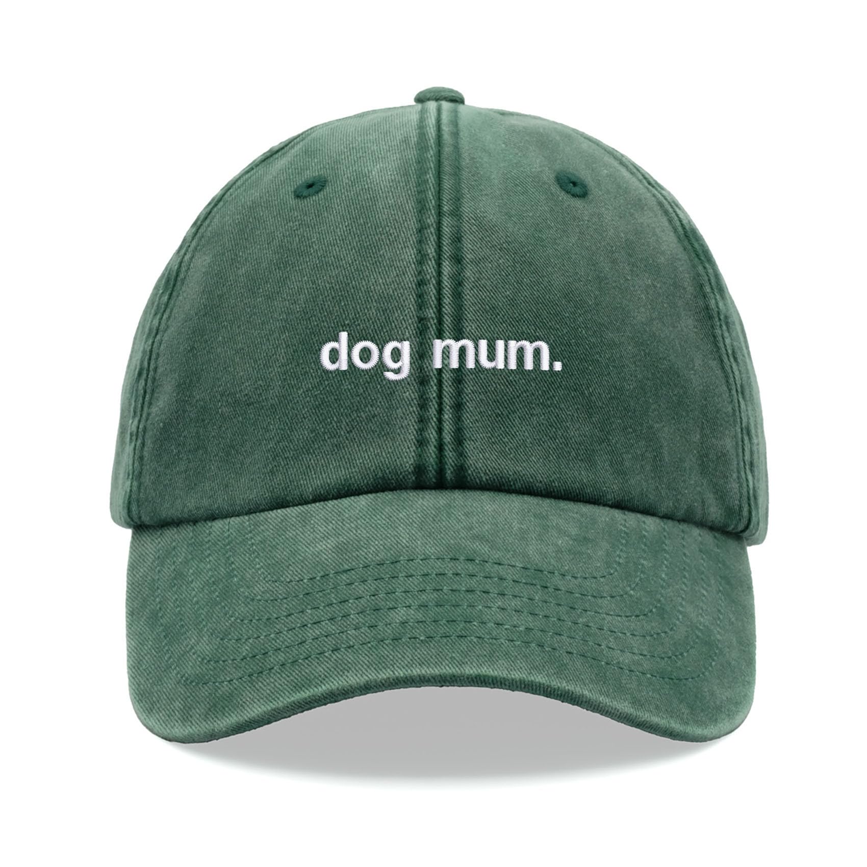 Dog Mum. Baseball Cap Vintage Washed Unisex Dad Hat Adjustable Dog Lady Bottle Green