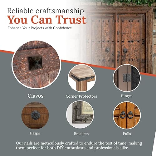 Miniatura 9 de Paquete de 100 clavos cuadrados de 1.25 pulgadas, clavos decorativos, sujetadores de persiana, tachuelas de uñas decorativas para persianas de