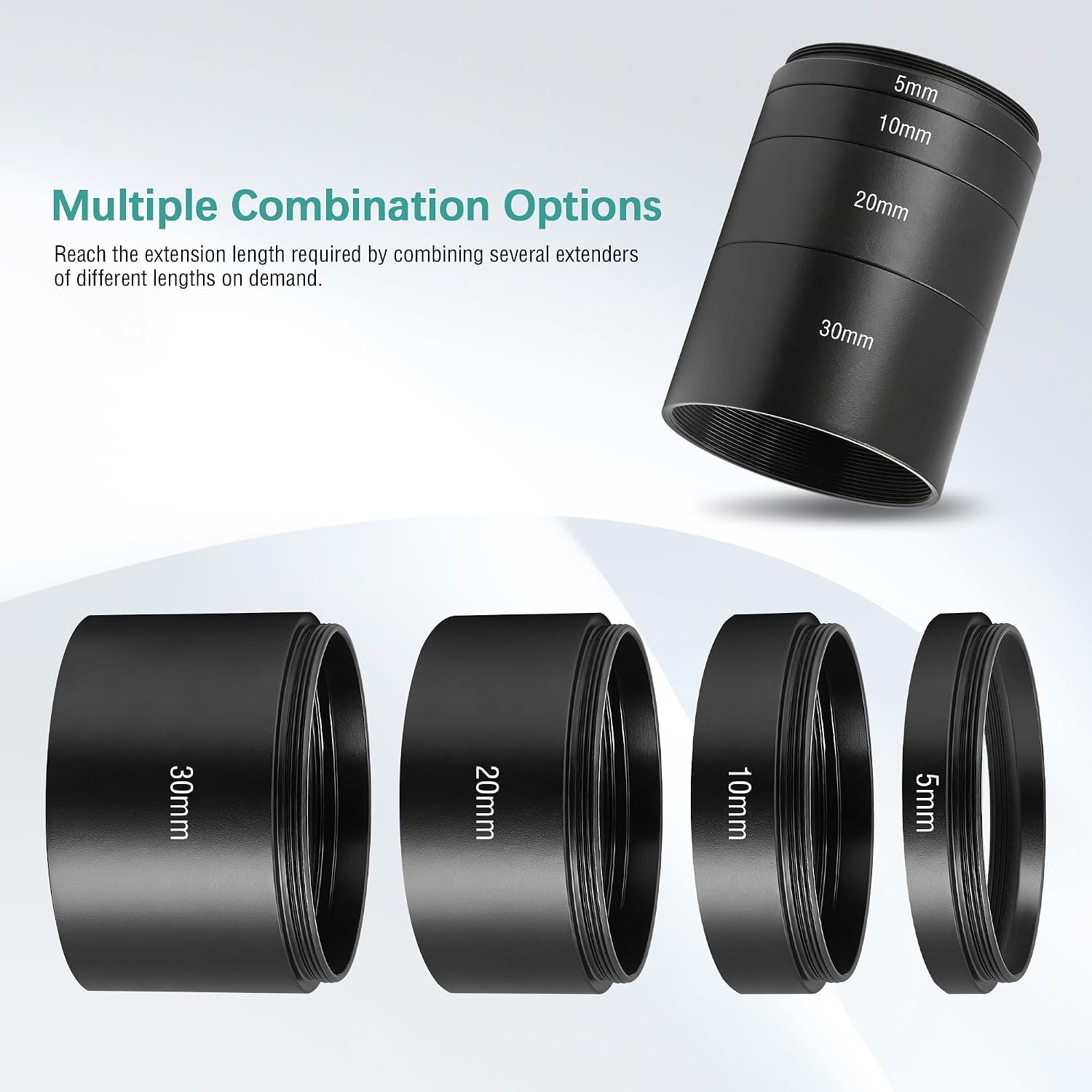 Alstar M48 Extension Tube Kit for 2 Inch Focuser of Telescope(5/10/20/30mm)
