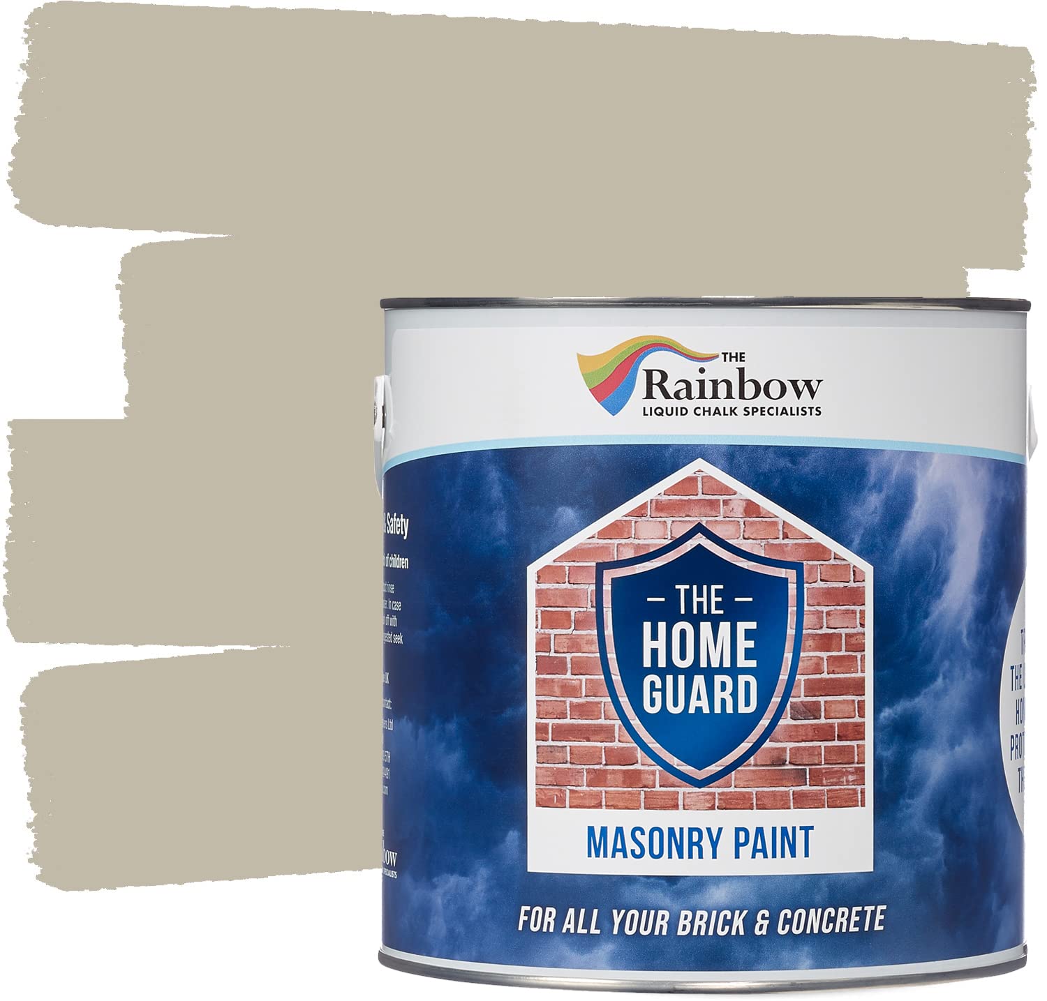 Rainbow Chalk Markers Masonry Paint - 2.5L Stone | Non-Toxic & Water-Based Exterior Masonry Paint for Outdoor Weather Protection | Anti-Cracking & Flaking for Smooth Brickwork | Opaque Matte Finish
