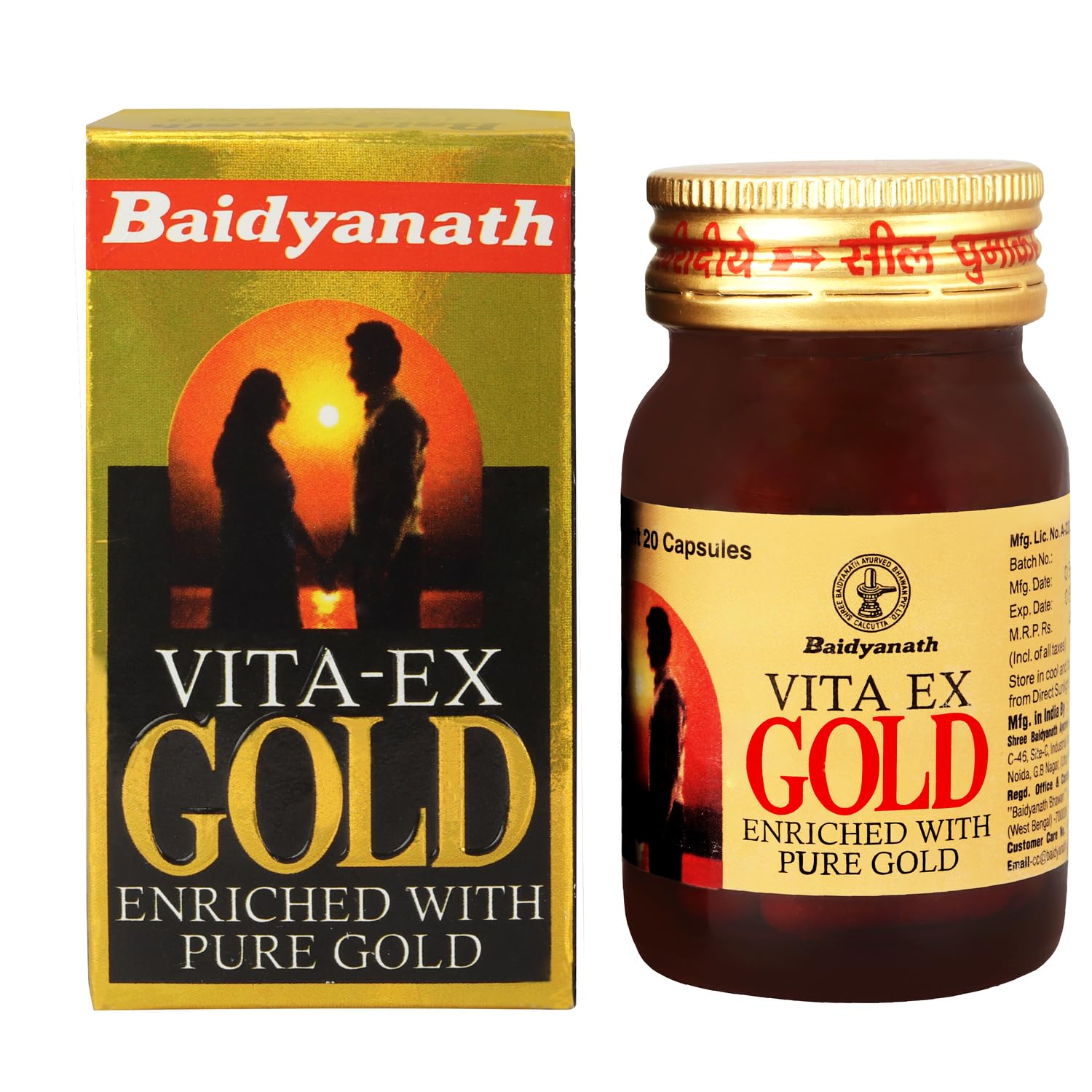 Vita Ex Gold Plus I Enriched with Gold, Shudh Shilajeet, Kesar, Ashwagandha, and 15 other Natural Herbs (20 Capsule)