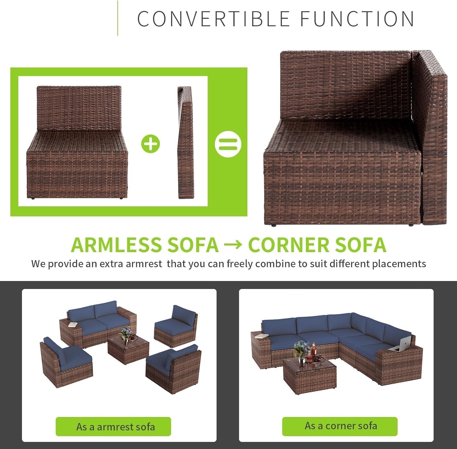 10 Piece Patio Furniture Set with Fire Pit Table and Swivel Chairs, Rattan Outdoor Sectional Patio Conversation Sets with Seat Cushions for Backyard Deck Balcony Lawn and Garden