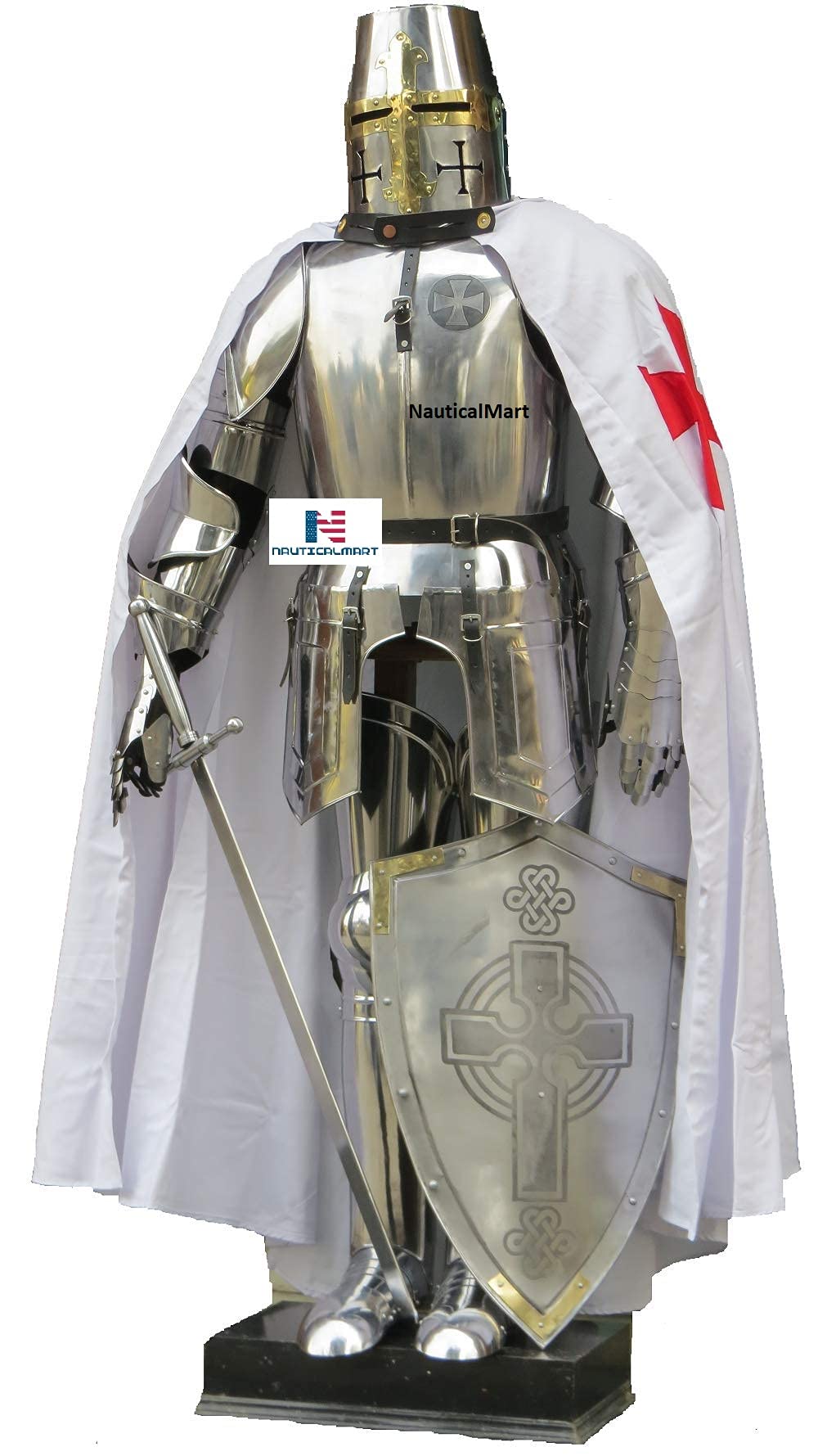 NauticalMart Medieval Wearable Knight CRUSADOR Full Suit of Armour Collectibles Armor Costume Silver