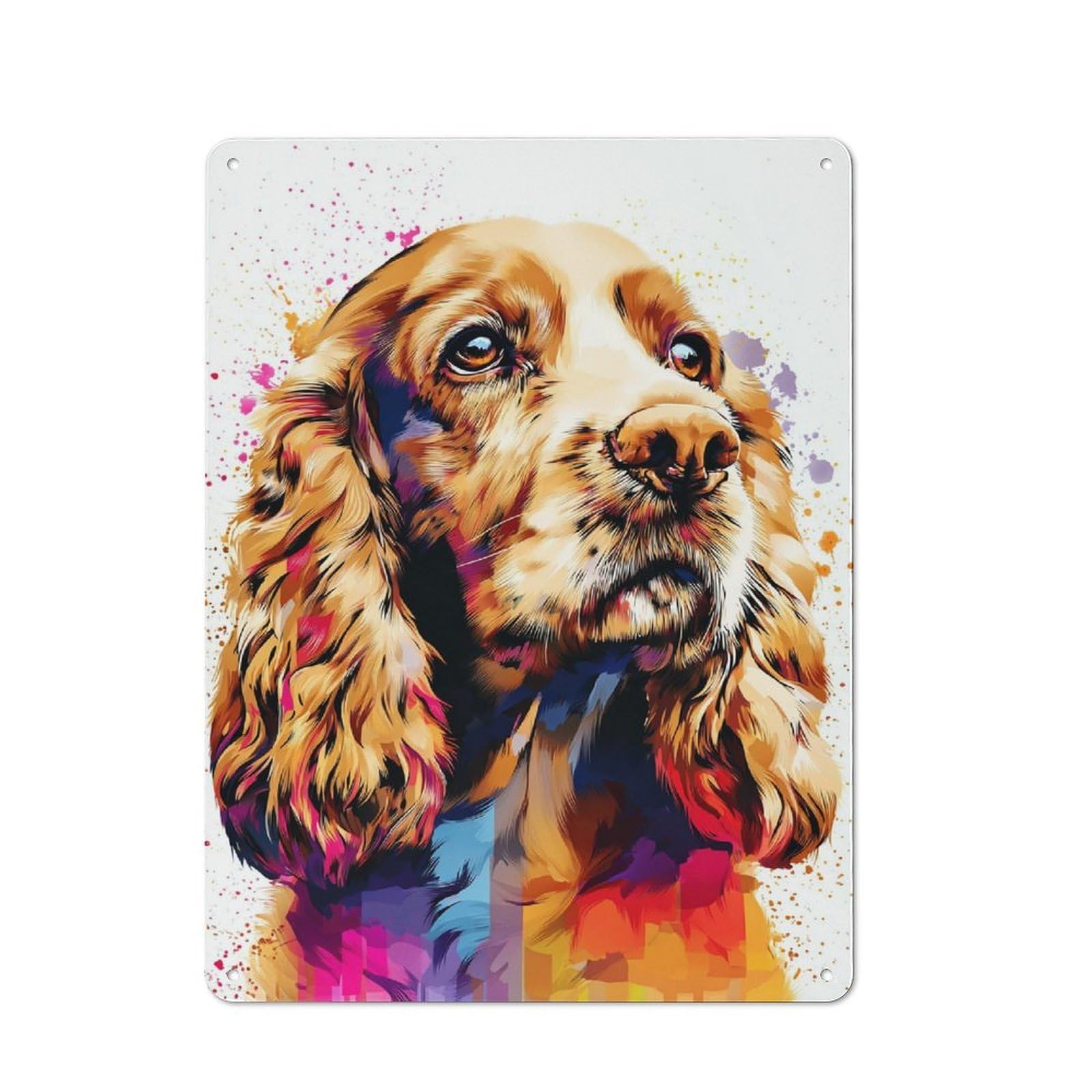 Colorful Cocker Spaniel Portrait -1 Printed Metal Sign 40x30cm for Studio Or Craft Room, A New Home Present for Creative-space Collectors