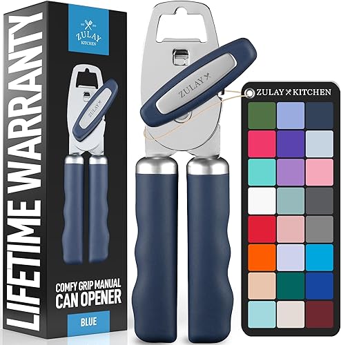 Miniatura 29 de Zulay Kitchen Abrelatas manual de acero inoxidable resistente con abridor de botellas, abrelatas manual a prueba de óxido con perilla giratoria y