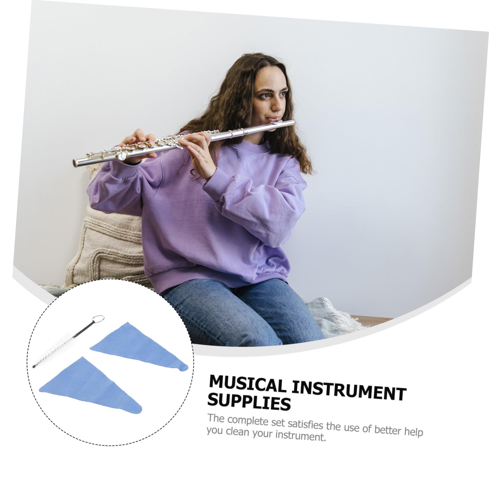 Toyvian Saxophone Flute Cleaning Supplies 2 Pcs Absorbent Pad Brush Set Soft Tube Wall Brush