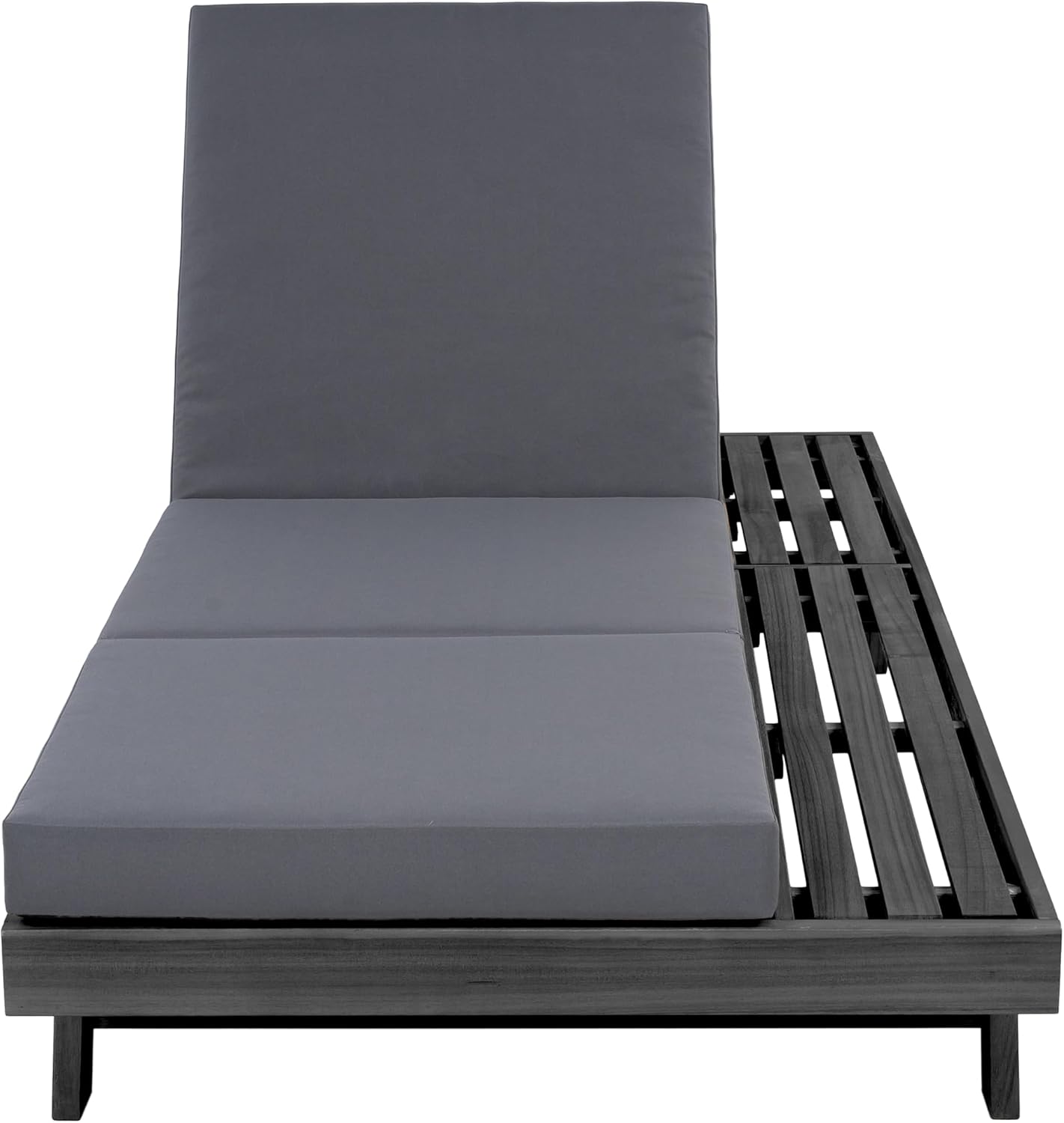 Merax Acacia Wood Chaise Lounge Chair Outdoor Set of 2, Patio Recliner with 4 Position Adjustable Backrest and 4" Thick Triple-fold Cushion