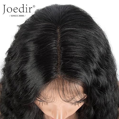 Miniatura 6 de Joedir Pelucas de encaje frontal de 30 pulgadas de largo, ondulado, peluca sintética de 4.5 pulgadas de profundidad, encaje transparente HD con