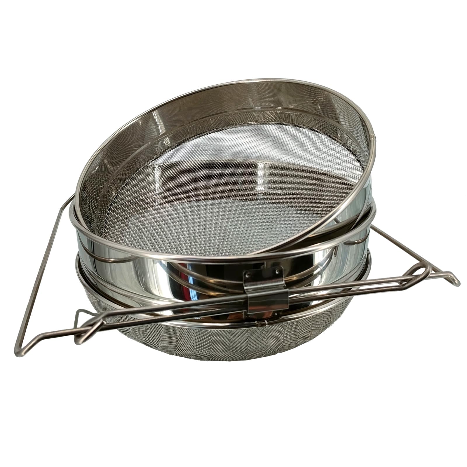 NIZEFEI Food Strainer Double Sieve Stainless Steel Honey Strainer for 5 Gallon Bucket with Up to 16.5 inches Extendable Arms