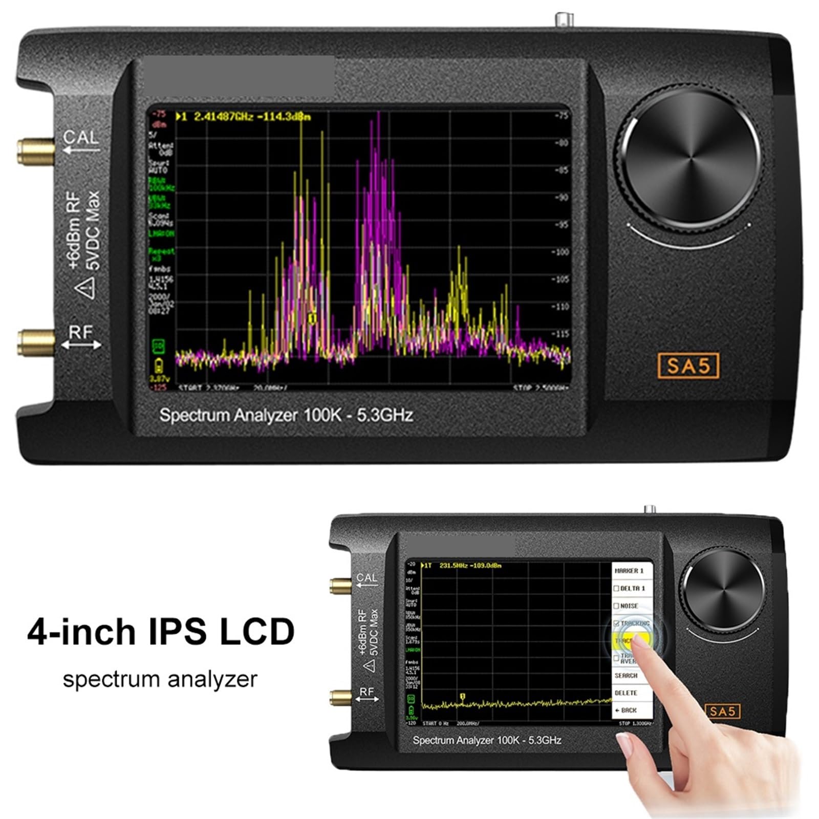 Przenośny analizator widma 2 w 1 Analizator widma Generator sygnału 4,0-calowy przenośny analizator częstotliwości 100 kHz do 5,3 GHz z kartą 32 GB