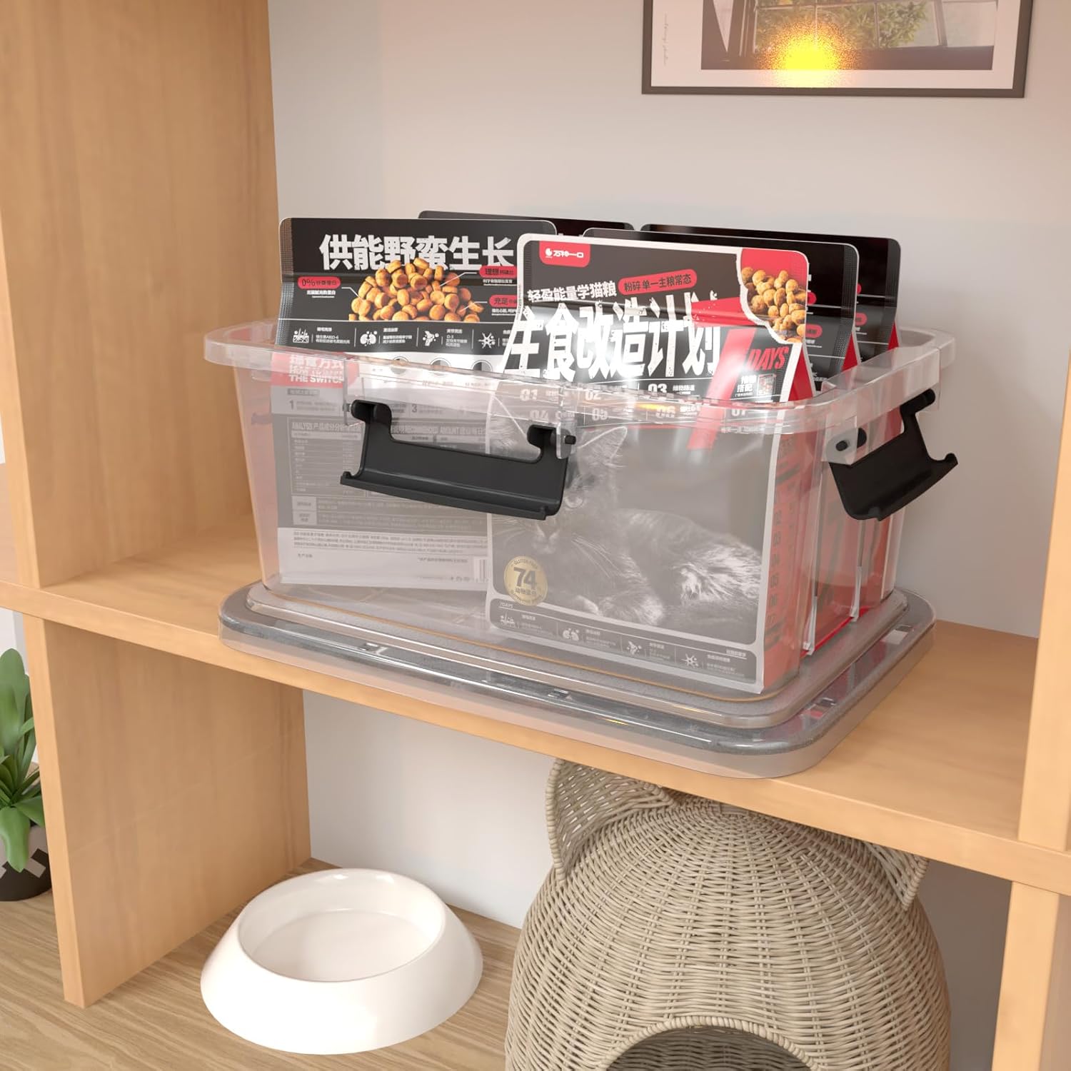 Set of 6 WeatherPro 12 Quart Plastic Latching Box with Gasket Seal Lid, Clear Stackable Storage Container Tote Bin