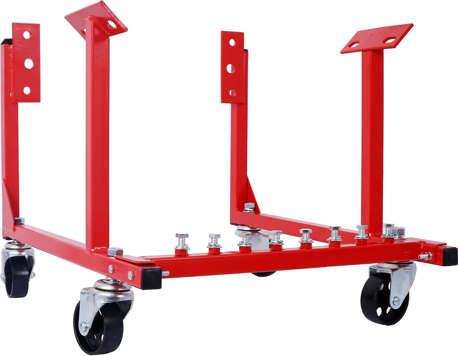 Rolling Engine Cradle Stand with Wheels, 1000 LBS Auto Engine Cradle Stand for Chevy Small Block and Big Block, Heavy Duty Steel Construction Engine Stand, Built in Hardware Storage, Easy Assembly