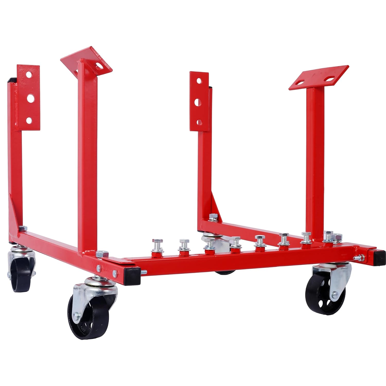 1000LBS Heavy Duty Engine Cradle with Wheels, Steel Engine Stand Compatible with Chevy Small Block & Big Block Engines, Includes Mounting Hardware, Red