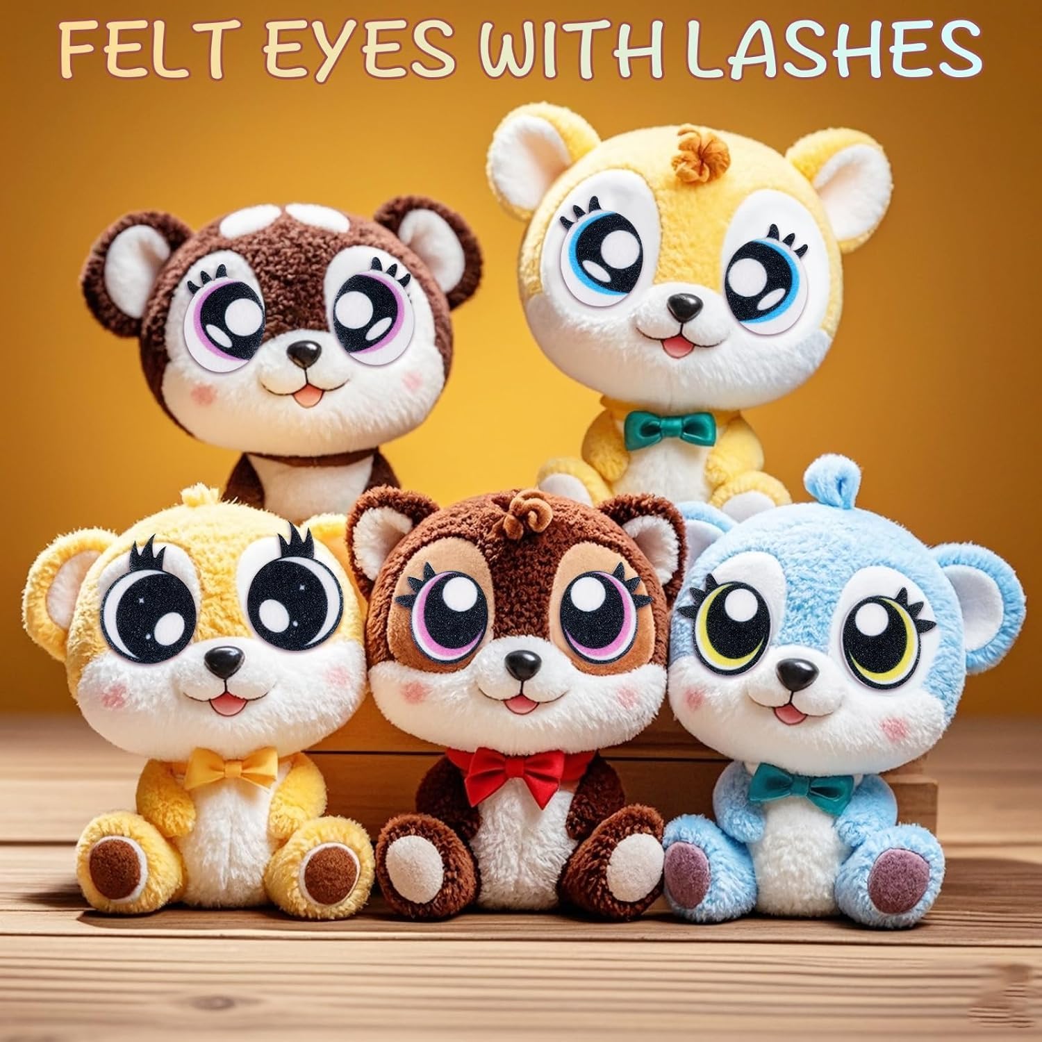 MUCUNNIA 11 Pairs 30mm Round Felt Eyes for Amigurumi with Lashes