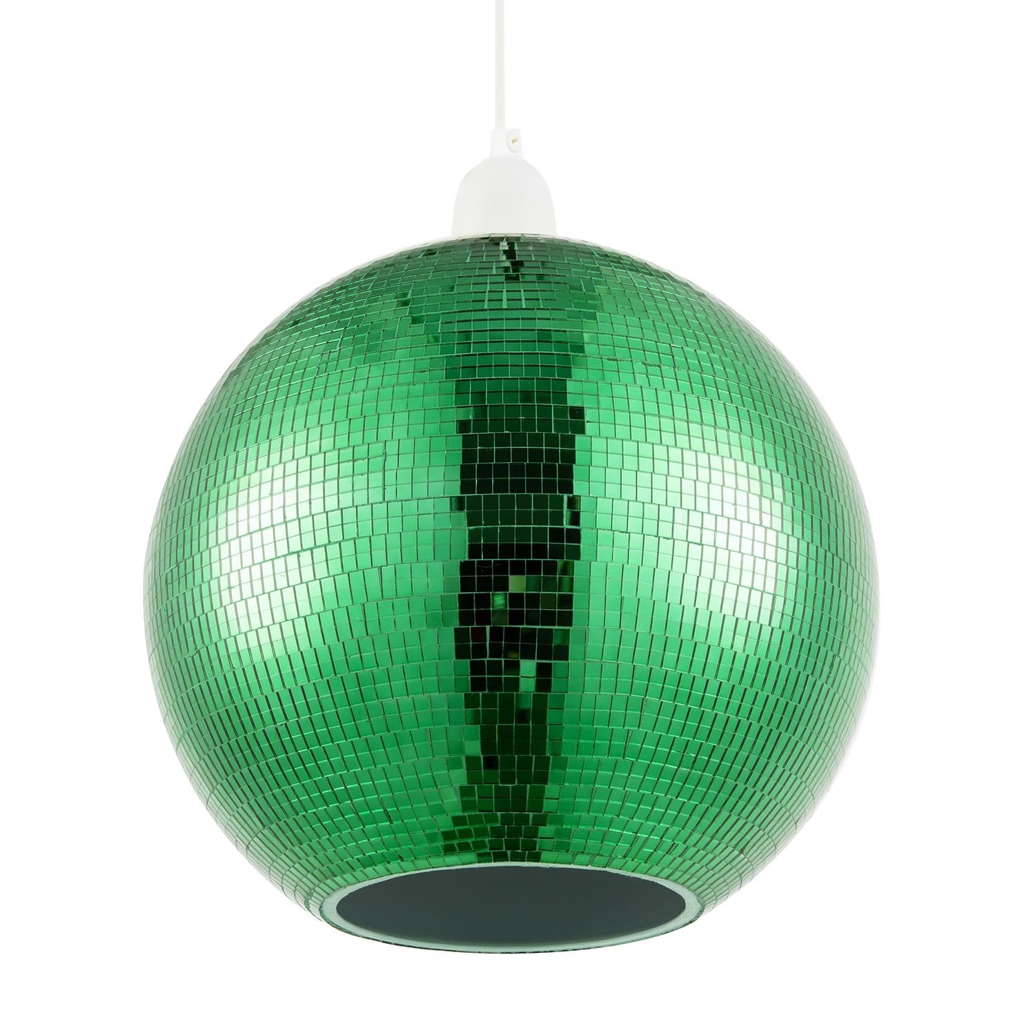Happy Homewares Shiny Disco Mosaic Ball In Emerald Green Mirrored Tiled Retro Style, Green