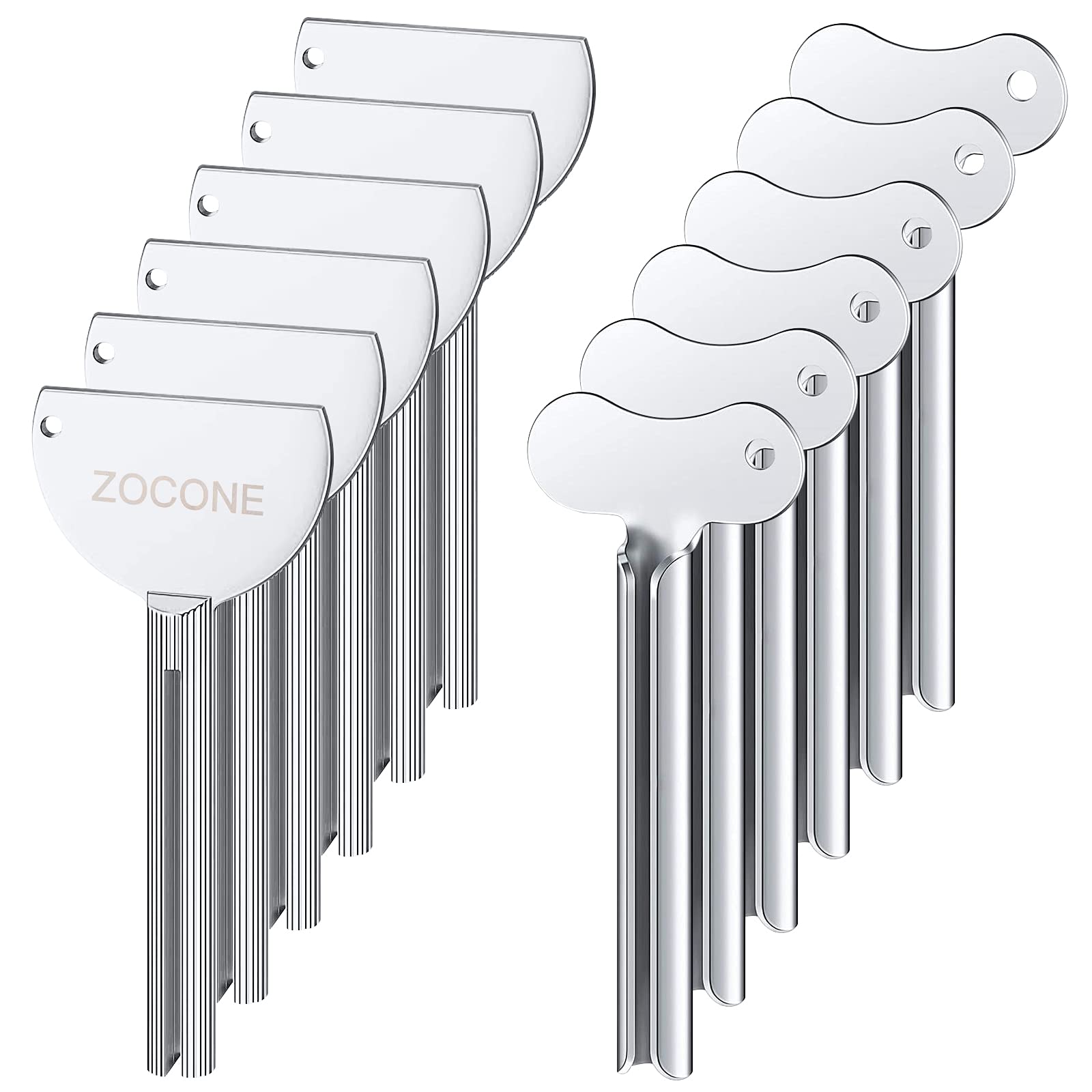 ZOCONE Toothpaste Squeezer, 12pcs Metal Tube Squeezer Key Stainless Steel Toothpaste Roller Tube Wringer for Paint, Cream, Cosmetic and Hair Dye(D)