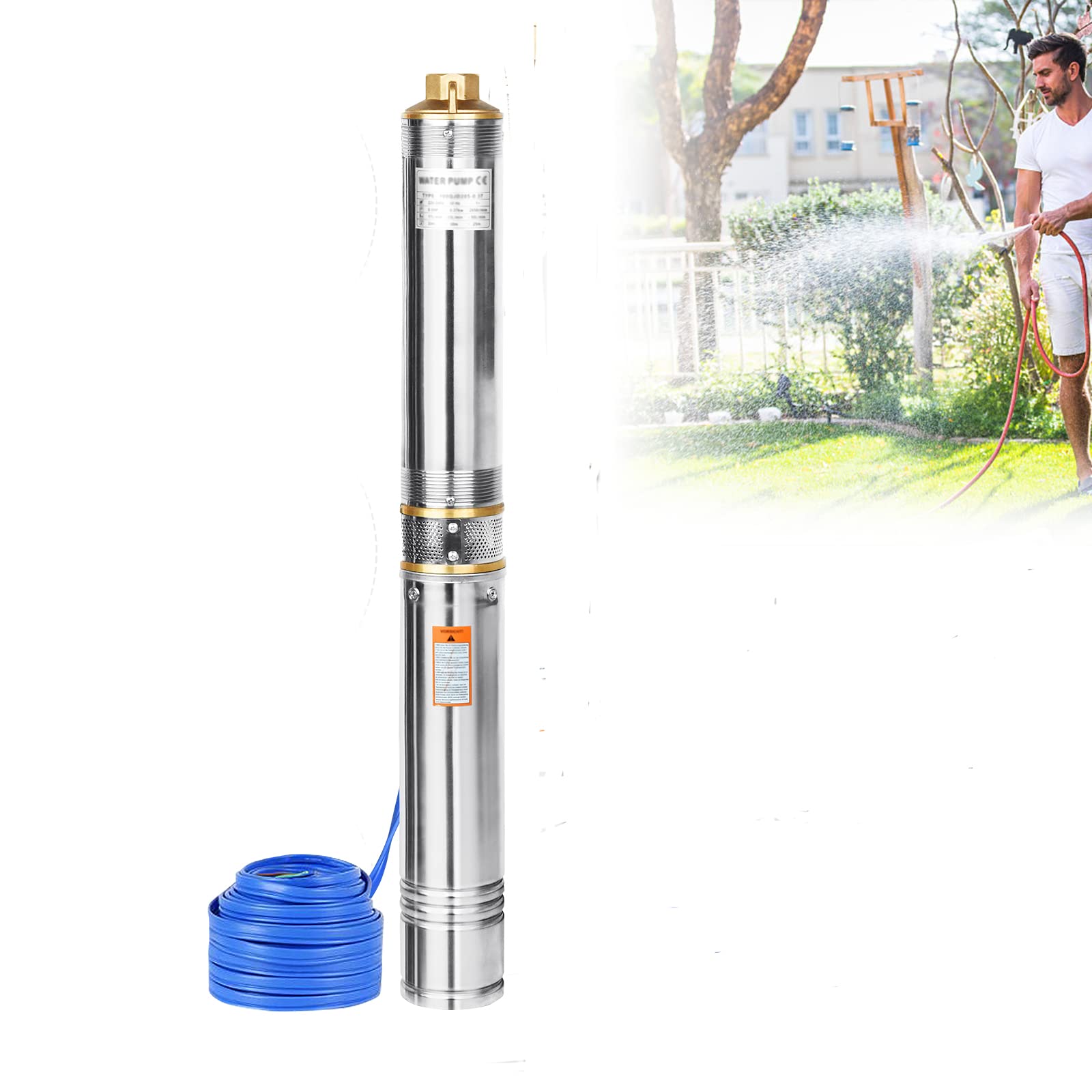 ACXIN Bomba de agua sumergible pozo 100 cm – Bomba para pozos profundos profundos, Bomba Sumergible de 92 mm de diámetro, (0,75 kW/4.000 l/h)