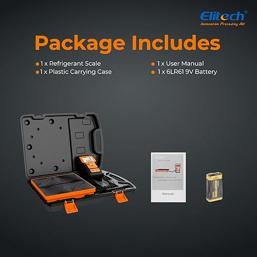 Miniatura 15 de Báscula Elitech LMC-100F digital, de carga, para refrigerante, para calefacción, ventilación y aire acondicionado, 110 libras, con funda
