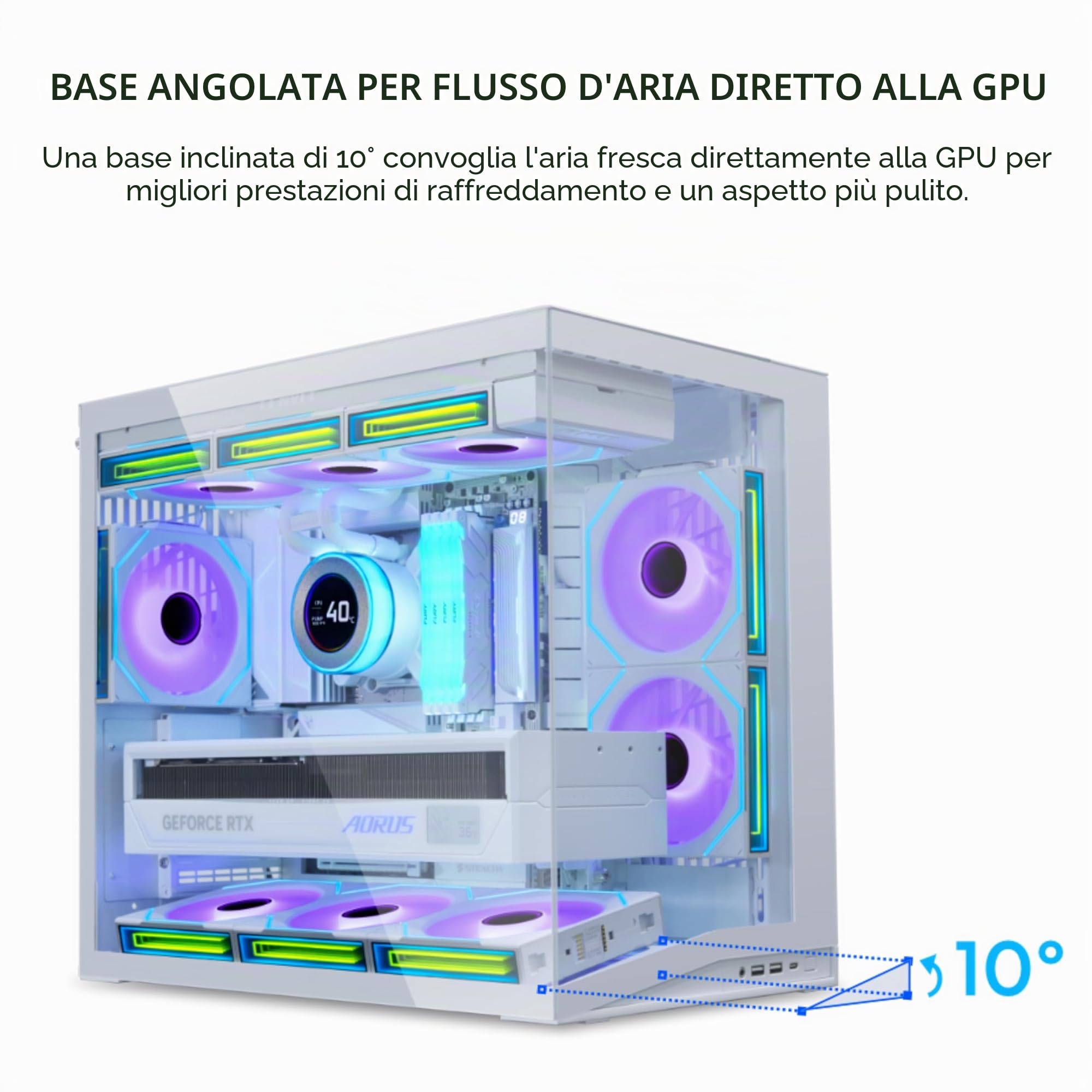 LIAN LI O11D MINI V2 Flow | Cassa per PC ATX Mid-Tower compatta con flusso d'aria | Vista panoramica | Flusso d'aria ad alte prestazioni | Include 5 ventole a lama inversa da 120 mm | Gestione dei