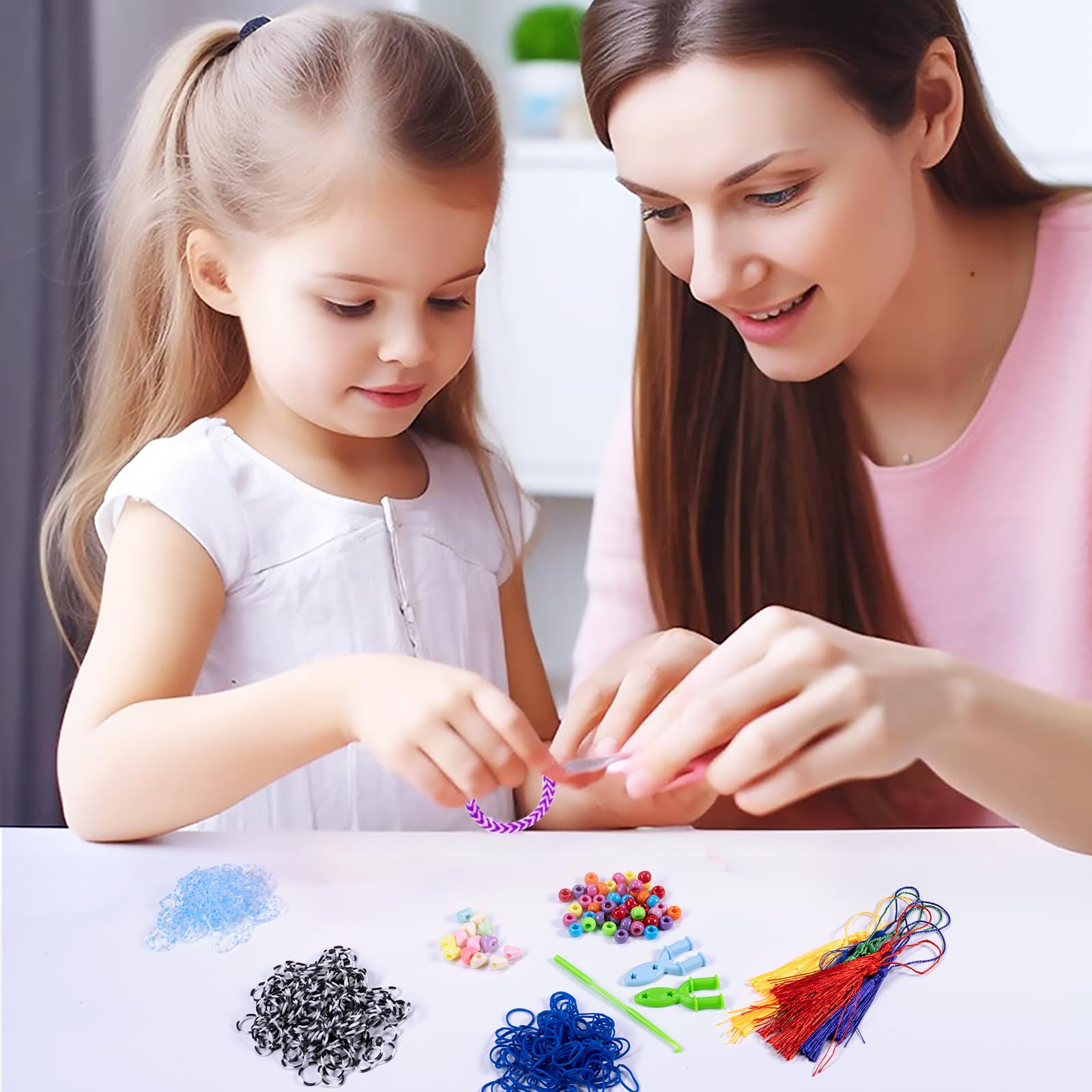 Noa Home Deco Loom Set di 15000 elastici per braccialetto fai da te, accessori, set di elastici colorati con ciondoli e accessori, fai da te, regalo per bambini, ragazzi e ragazze