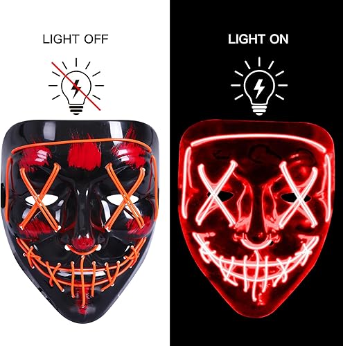 Miniatura 2 de Onsucum Halloween LED Light Up Mask, Scary Purge Glowing Mask for Cosplay Costumes, Festival, Carnival Party Supplies Gifts