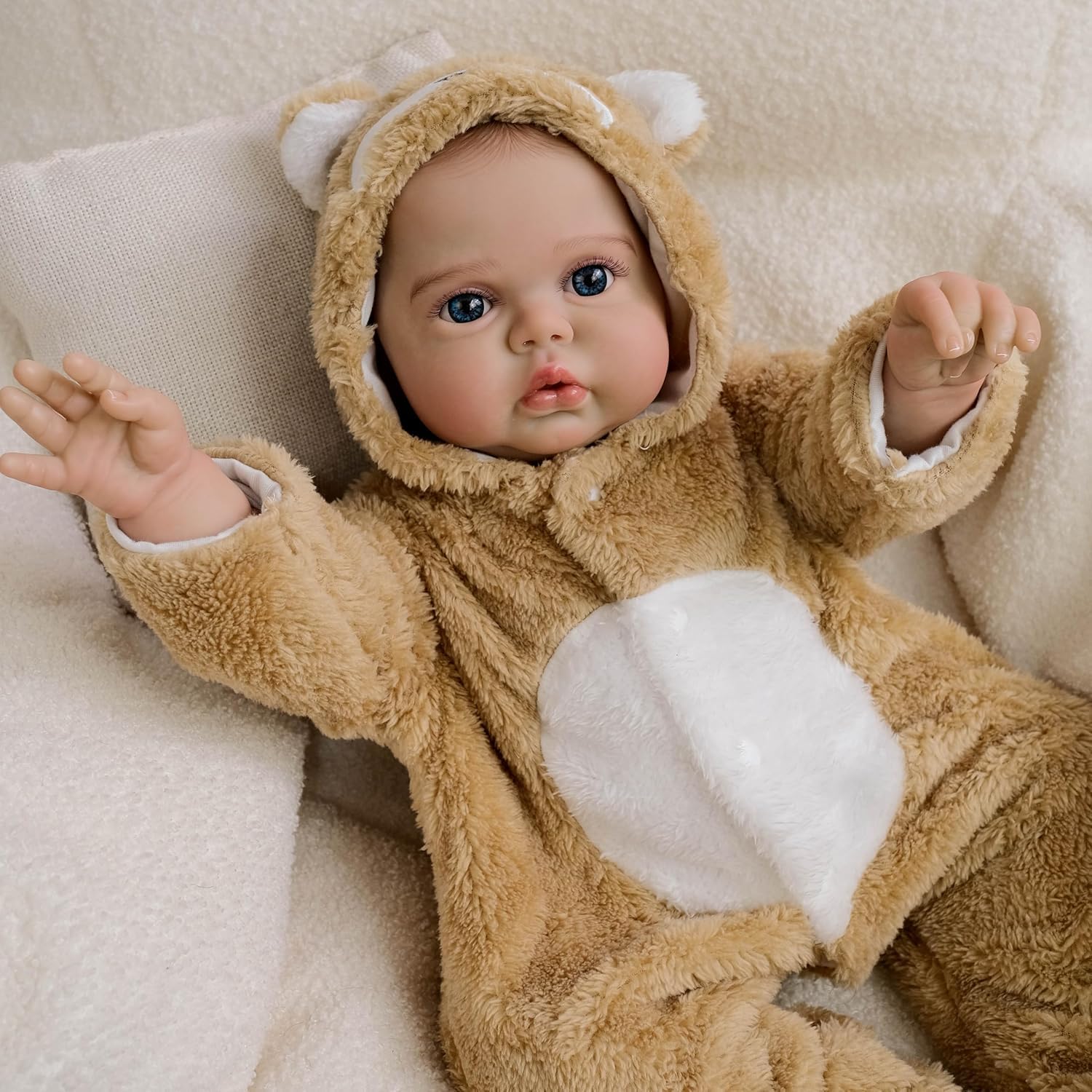 48 cm silikonowe lalki Reborn Baby Dolls drukowane włosy tkanina ciało realistyczny winyl noworodek lalki otwarte oczy realistyczne Reborn niemowlę lalki prawdziwe życie lalka bobas zabawki