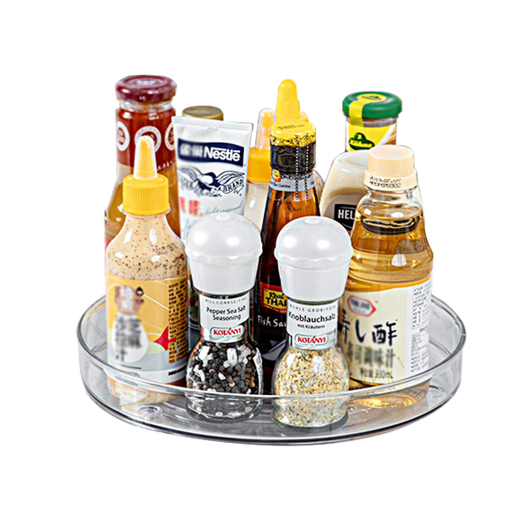 by Unbranded Lazy Susan Rotating Turntable Storage Container- for Cabinets, Pantry, Fridge, Countertops, Clear Plastic Food Storage Spinning Organizer (11)