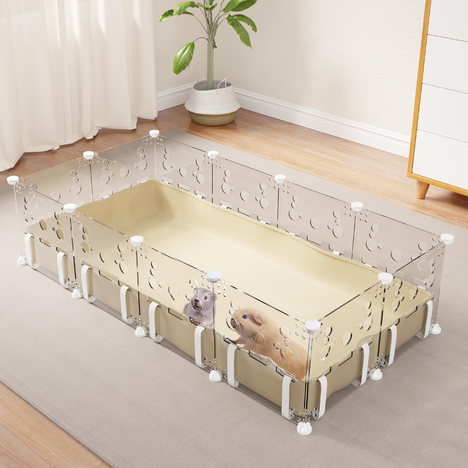 Jaula acrílica para cobayas C&C 2x4 hábitat para cobayas, conejos, animales pequeños que necesitan espacio, jaula extensible y apilable para cobayas, jaula de hábitat interior (120 x 60 cm)