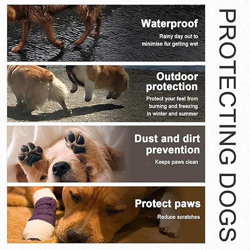 Miniatura 2 de Zapatos desechables para perros, botas de lluvia para perros al aire libre, protección de patas, impermeables, a prueba de suciedad, con correas