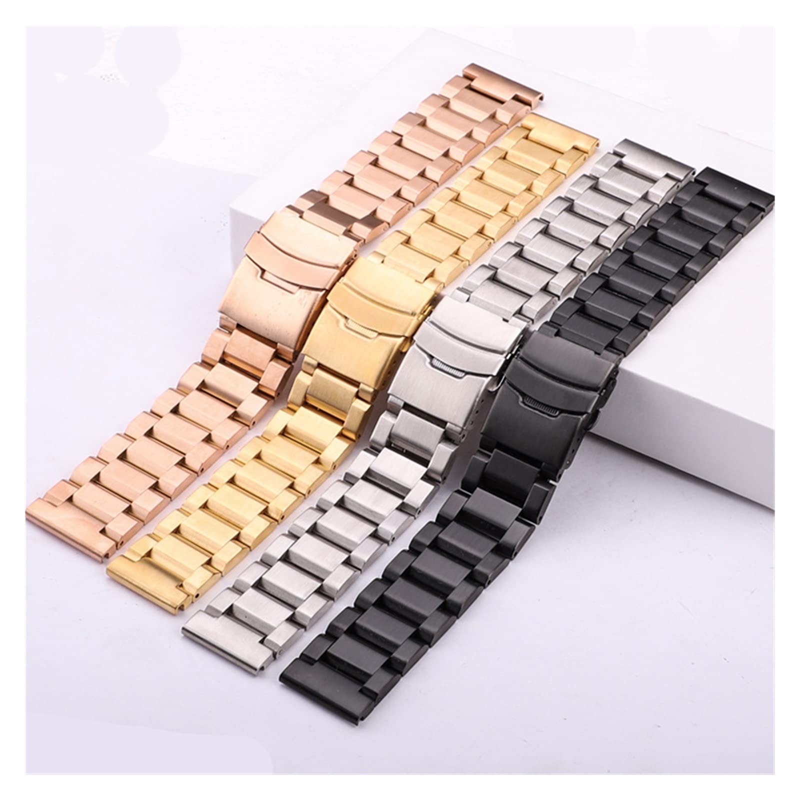 Cinturino in acciaio inossidabile 18mm 20mm 22mm 24mm Cinturino for orologio in metallo Bracciale a maglie Cinturino nero argento oro rosa