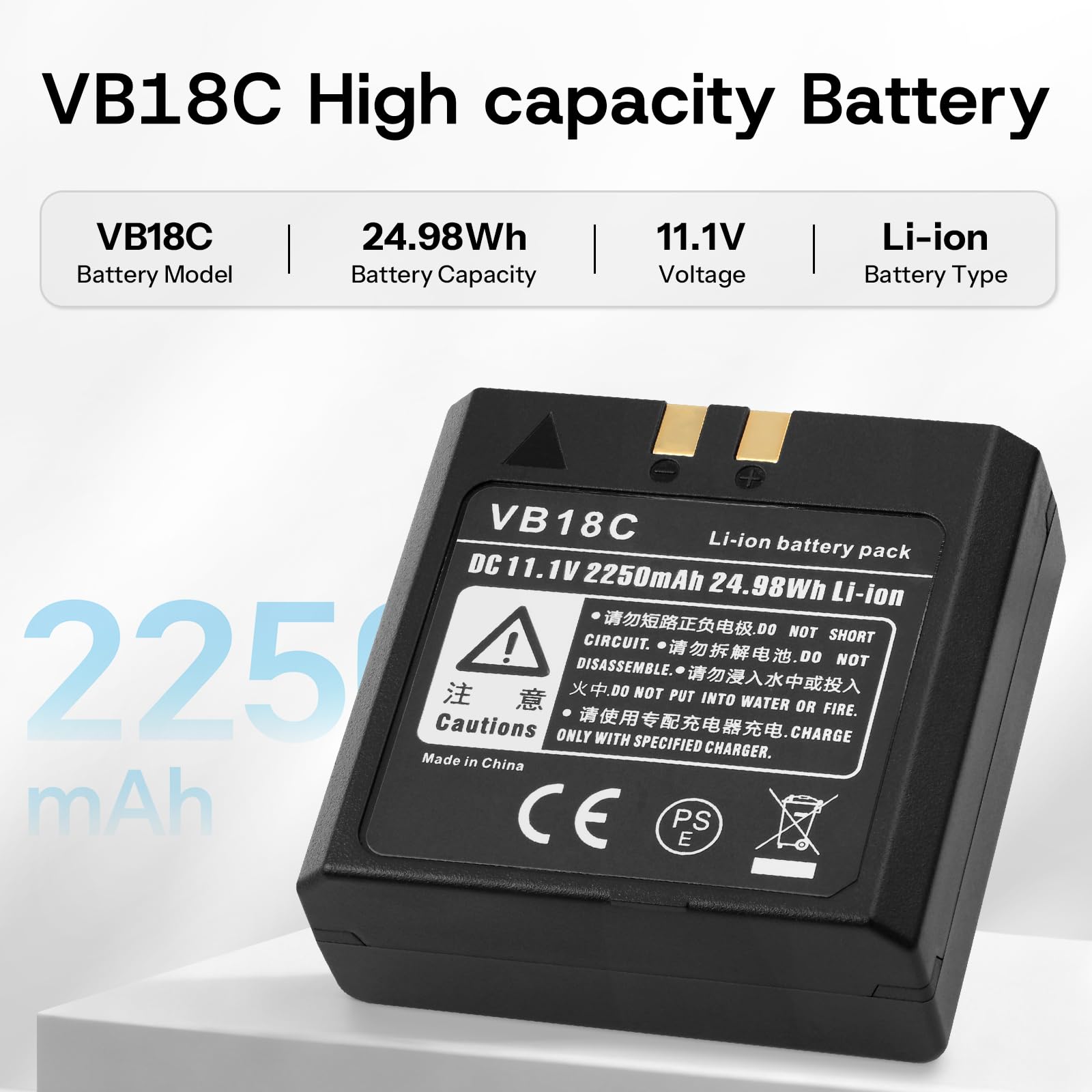 ANTIEE VB18 VB19 Ersatzakku für Go-DOX V850 V850II V860 V860II Speedlite-Blitzgerät 11.1V 2250mAh