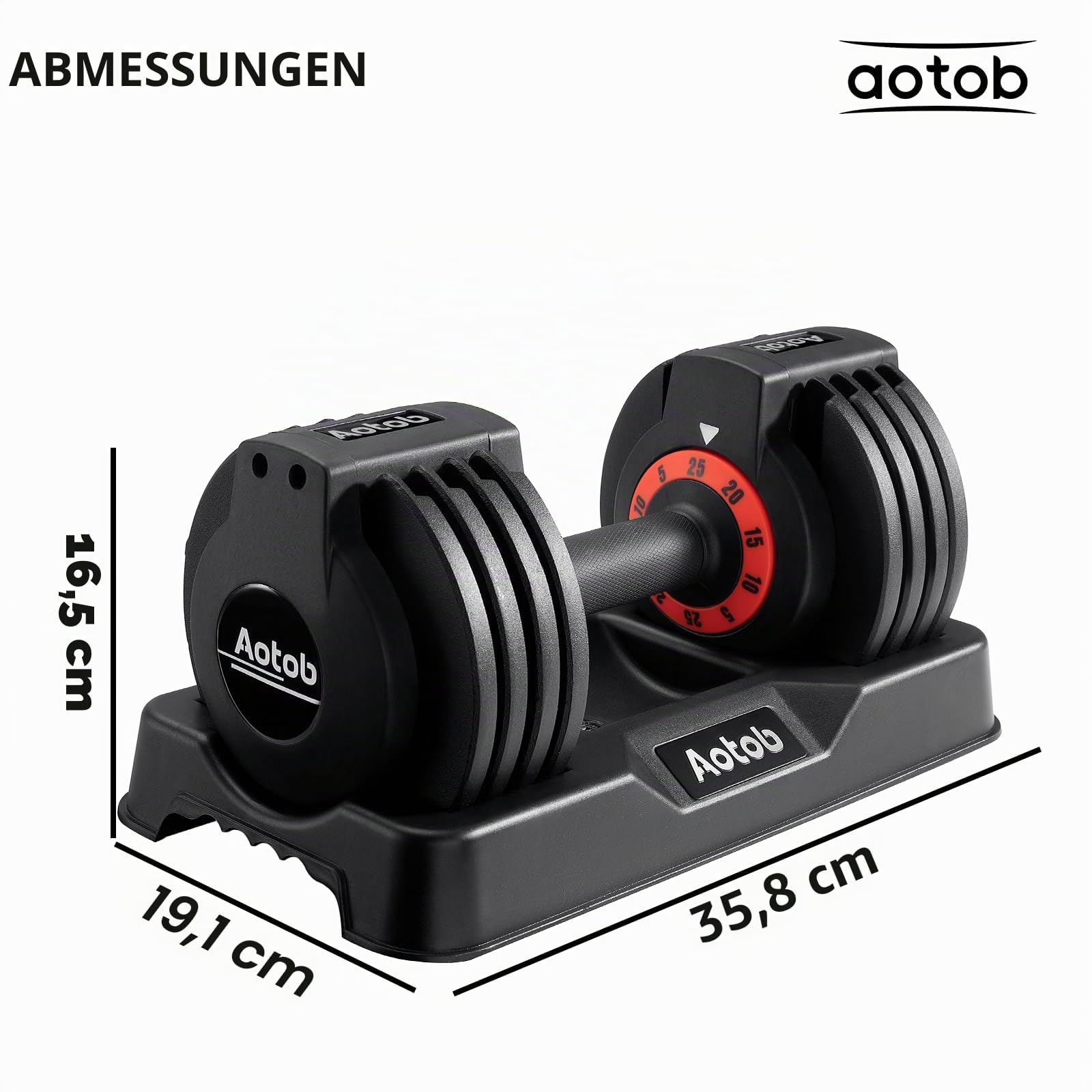 AOTOB 25/25 kg (Paar) Verstellbares Hantel-Set, Hanteln Verstellbares Gewicht mit Anti-Rutsch-Schnellverstellung Drehgriff, Hantel-Sets Verstellbar für Männer und Frauen, Kurzhanteln Paar für