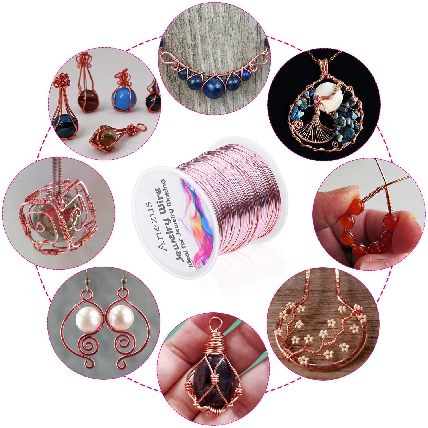 Anezus 18 Gauge Jewelry Wire for Jewelry Making, Anezus Craft Wire Tarnish Resistant Copper Beading Wire for Jewelry Making Supplies and Crafting (18 Gauge, Rose Gold) - Image 7