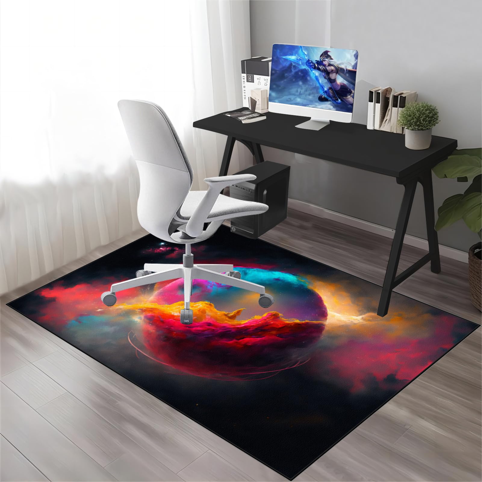 Bodenschutzmatte Gaming Teppich, Unterlage Schreibtischstuhl, Bürostuhl Matte, 200 x 230 cm Bodenschutz Bürostuhl Teppichschoner für Parkett, Laminat, Hartböden und Teppichboden