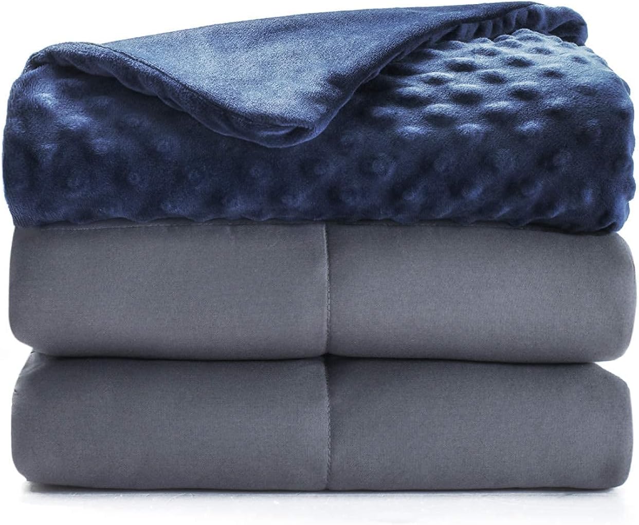 Bedsure Weighted Blanket for Kids with Removable Duvet Cover - Baby Throw Blanket 7lbs, Premium Cotton with Glass Beads 41"×60" Navy